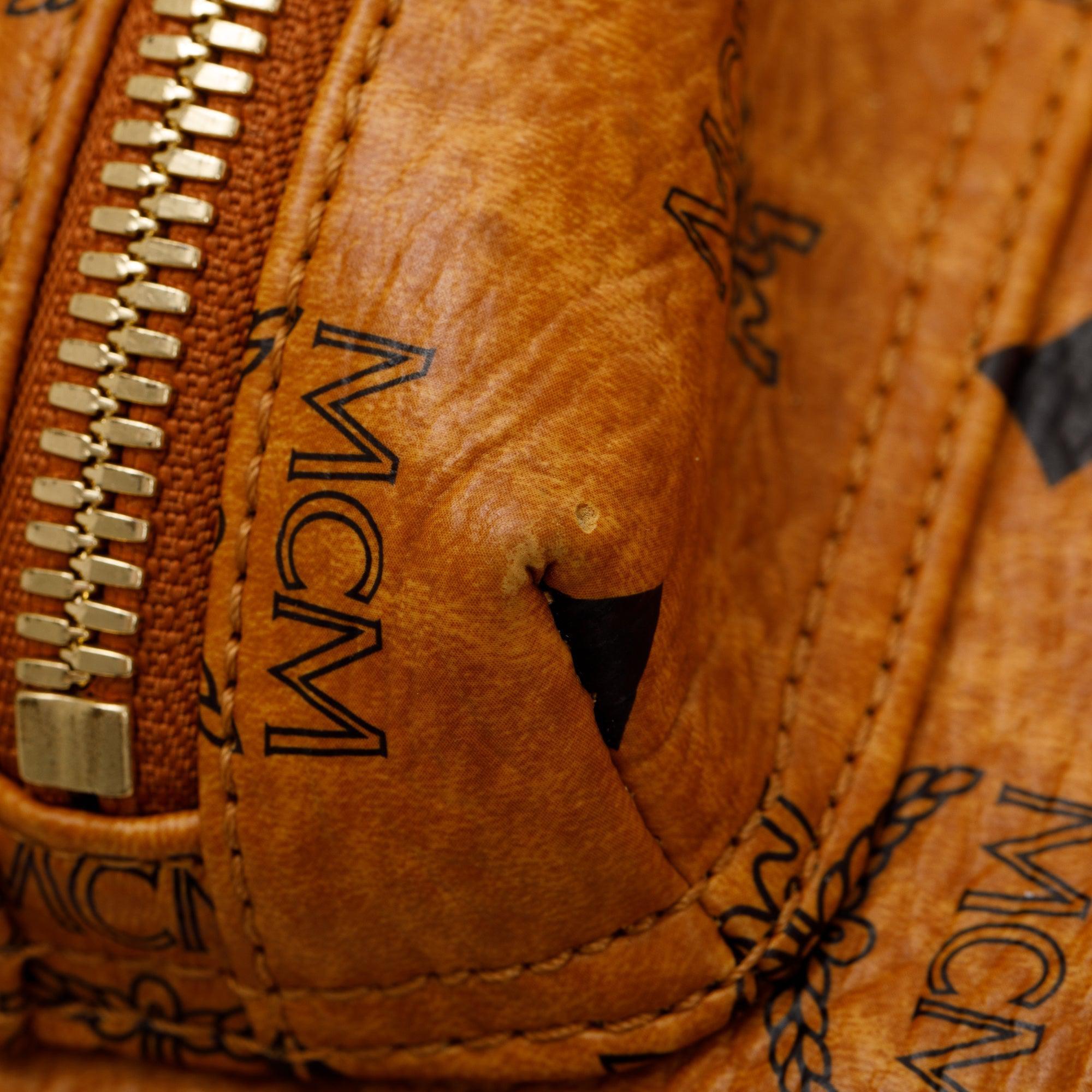 MCM Cognac Visetos Studded Stark Medium Backpack