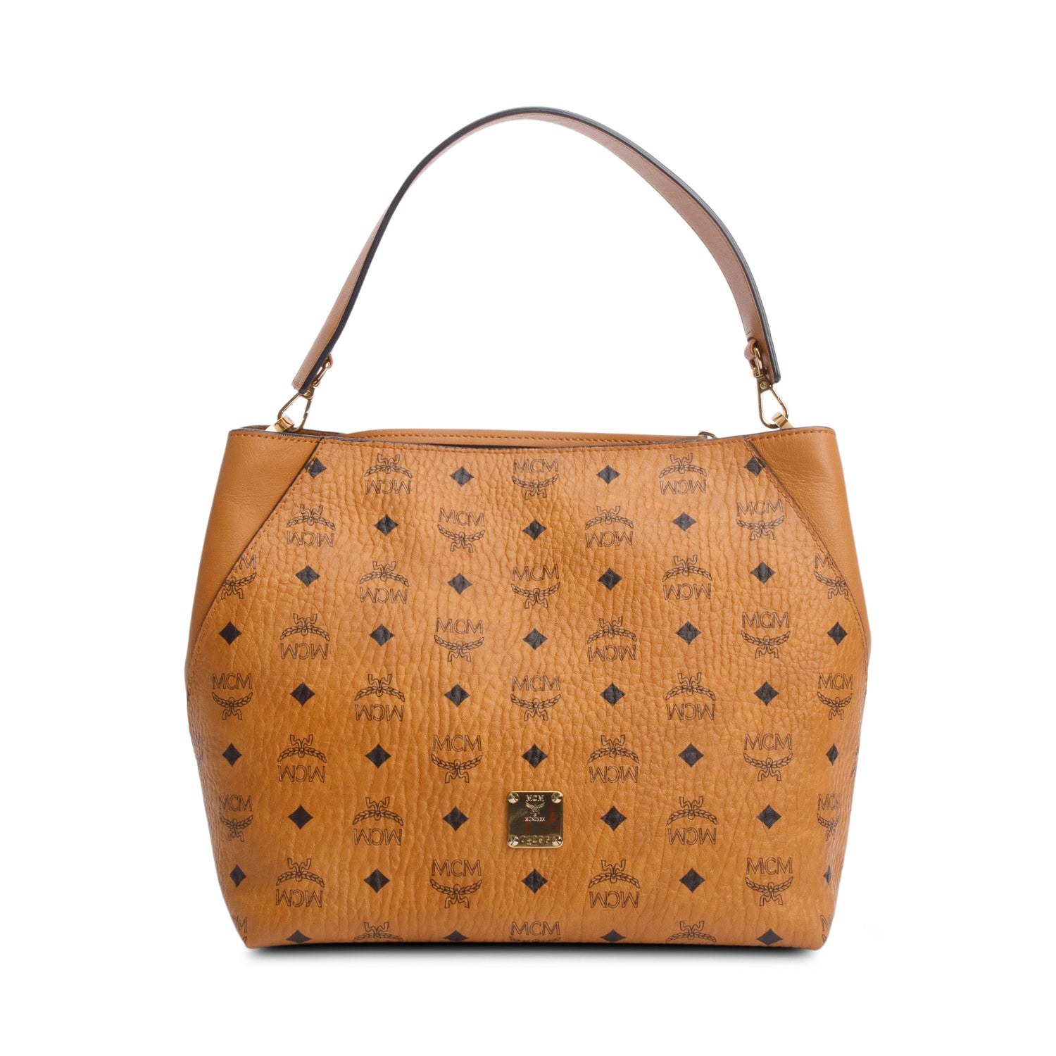 MCM Cognac Visetos Yellow Leather Klara Hobo w/ Strap & Card