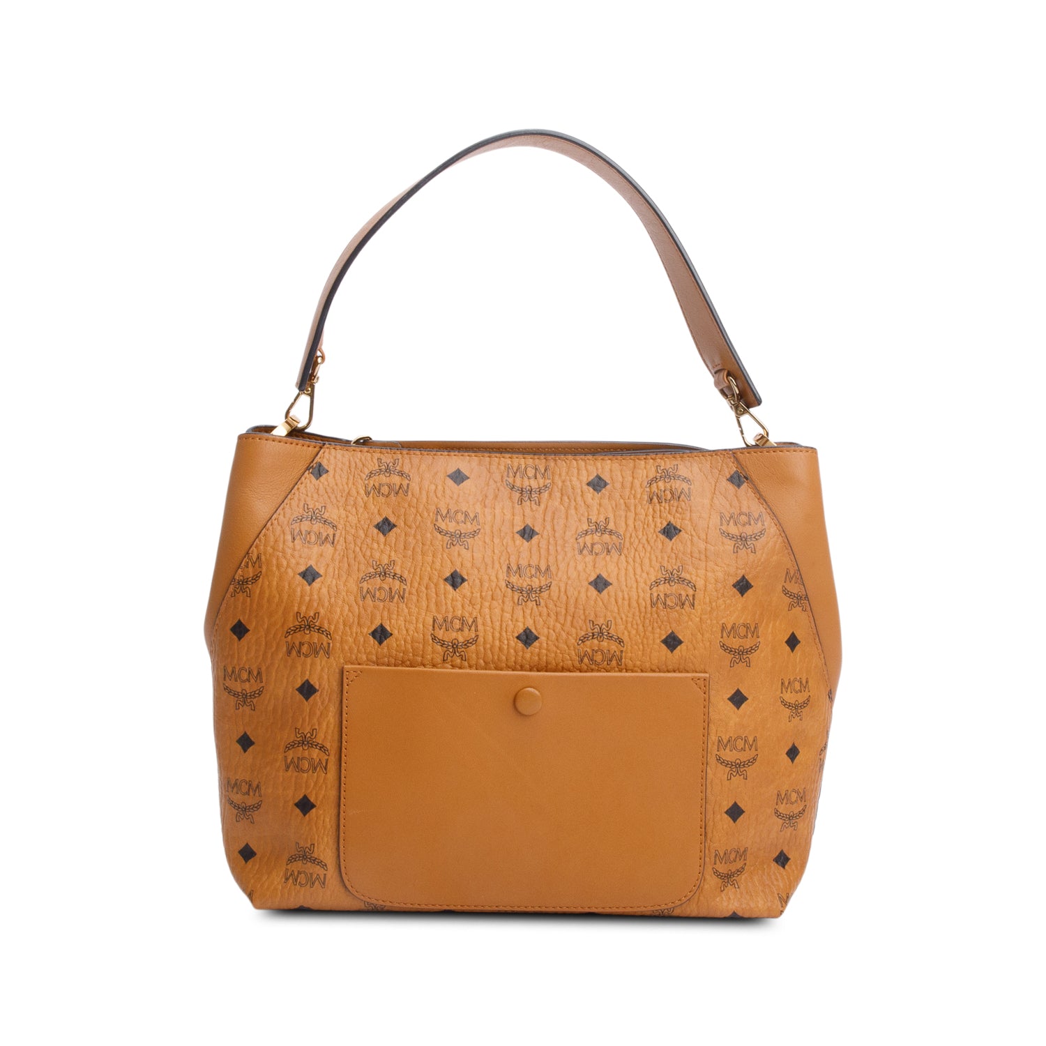 MCM Cognac Visetos Yellow Leather Klara Hobo w/ Strap & Card