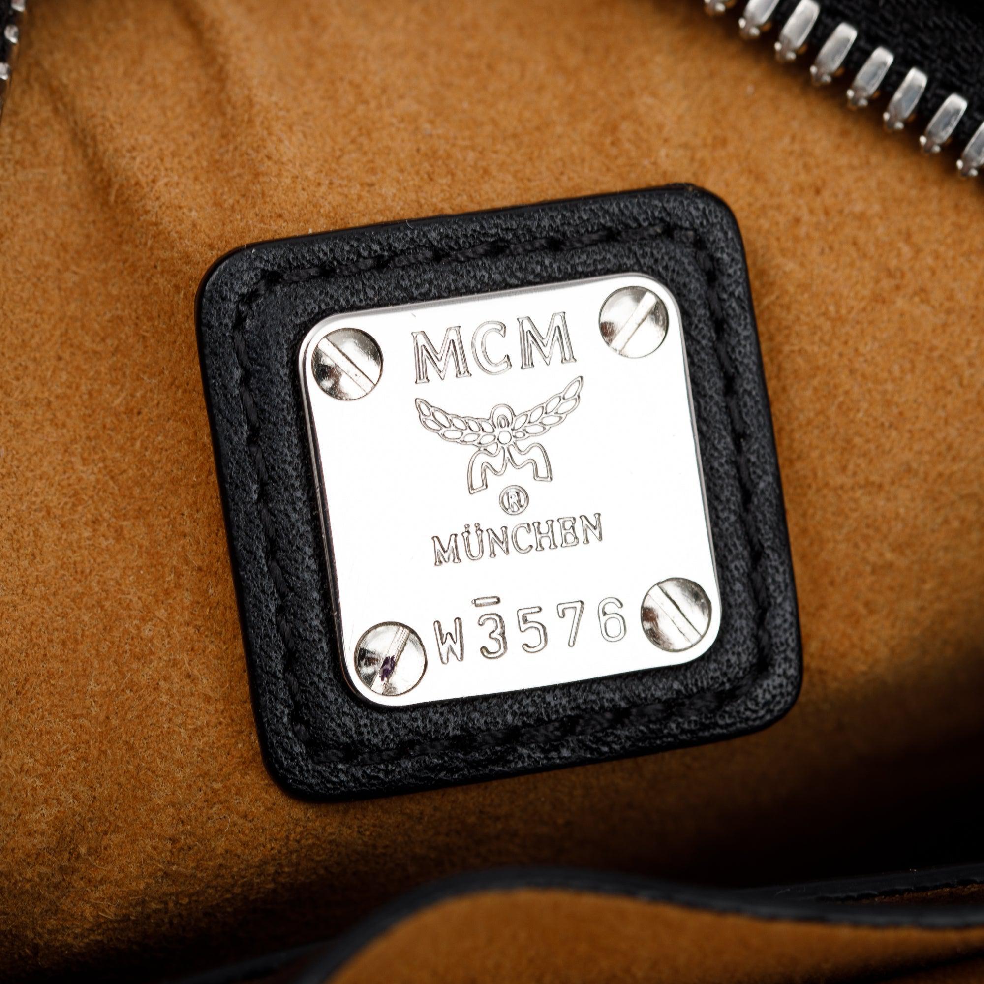 MCM Metallic Silver Visetos Rabbit Tambourine Crossbody Bag