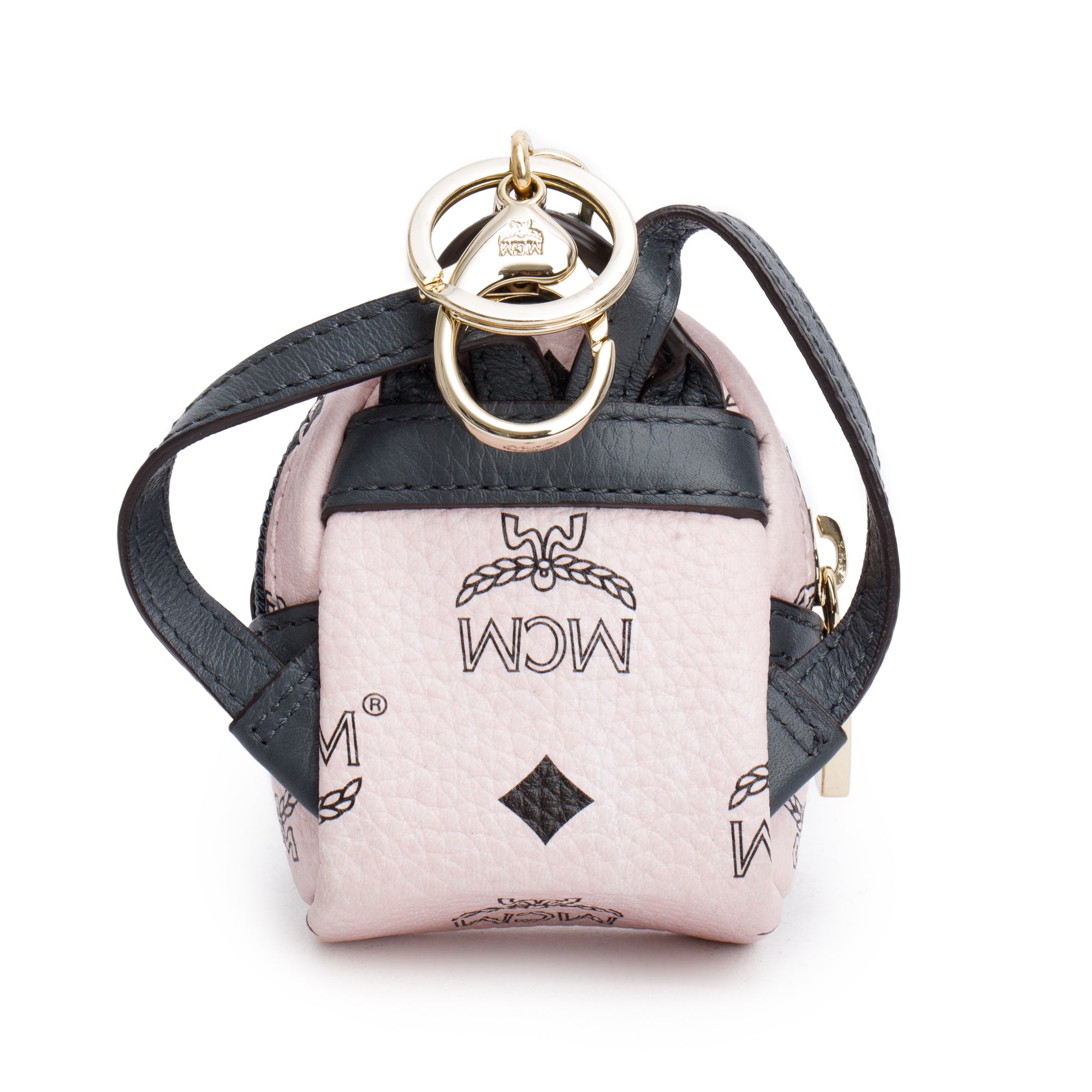 MCM Pink Visetos Backpack Coin Pouch Key Ring