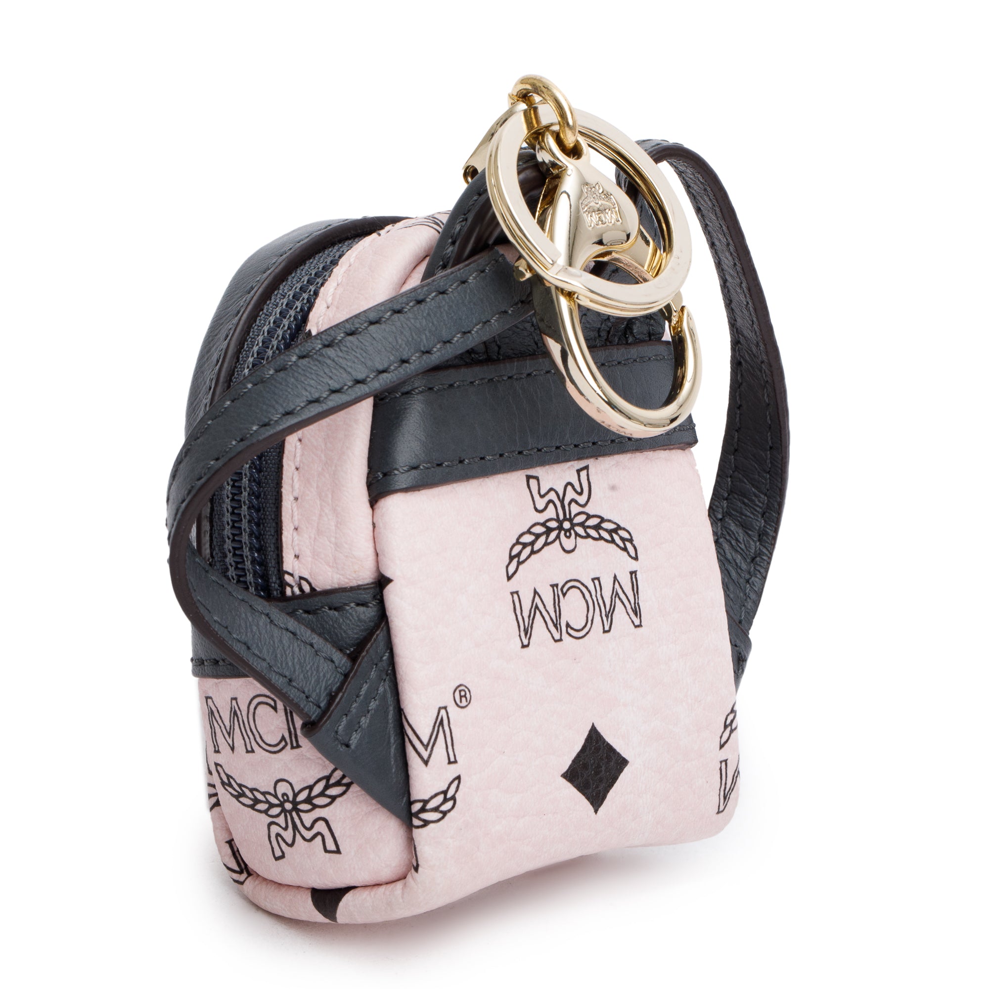 MCM Pink Visetos Backpack Coin Pouch Key Ring