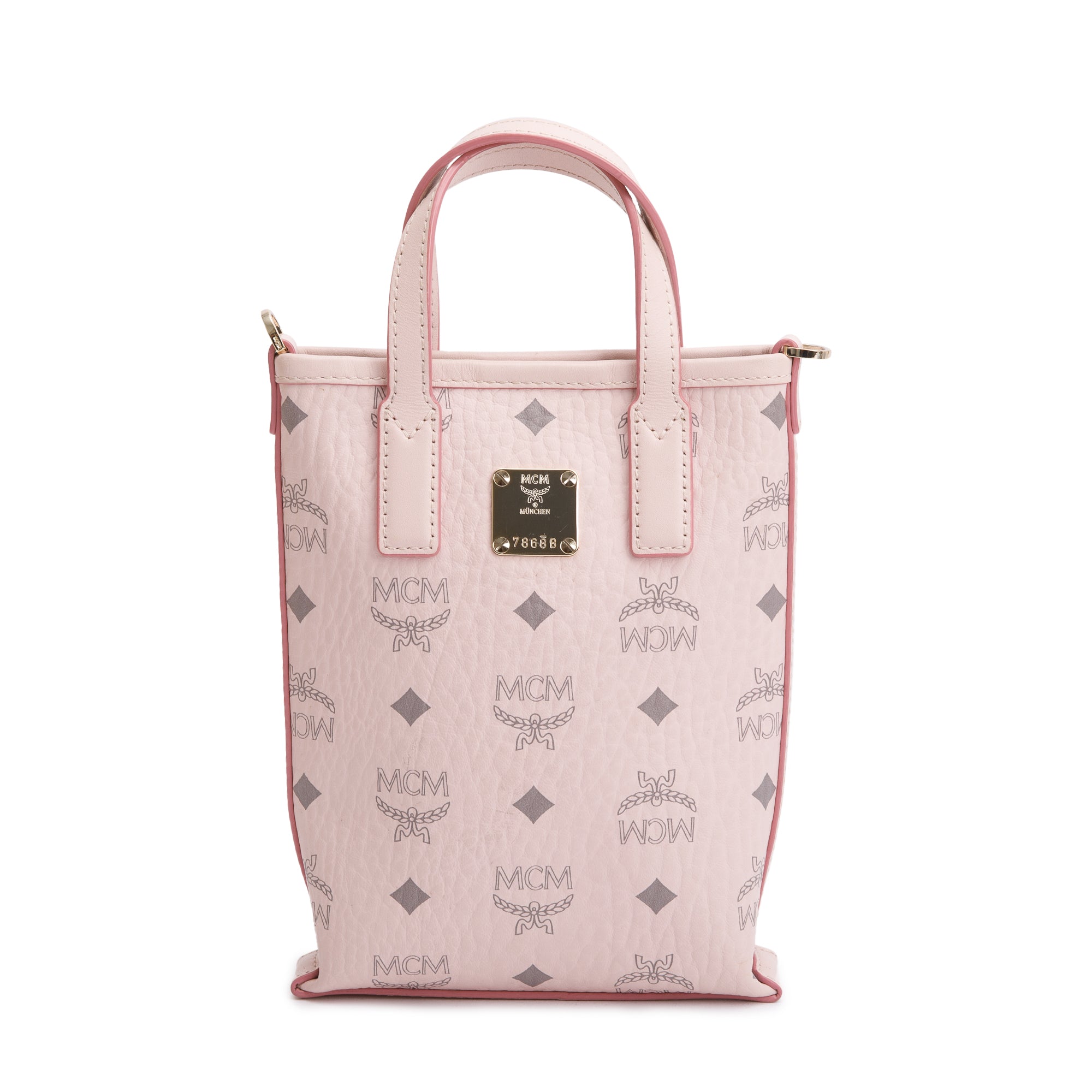 MCM Pink Visetos Canvas Nappa Leather Mini Aren Crossbody Bag
