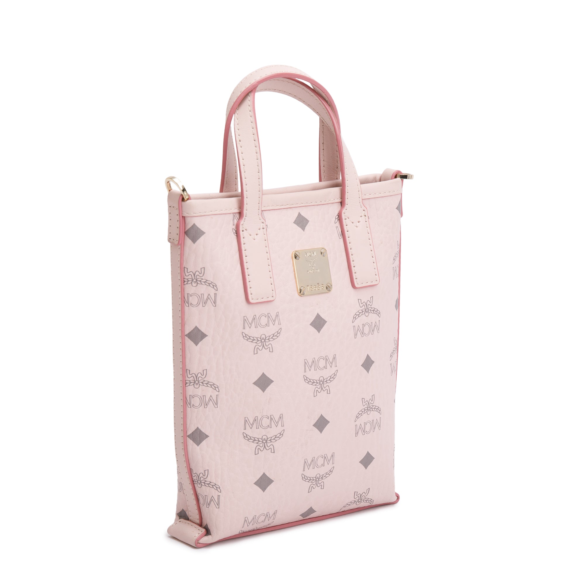 MCM Pink Visetos Canvas Nappa Leather Mini Aren Crossbody Bag