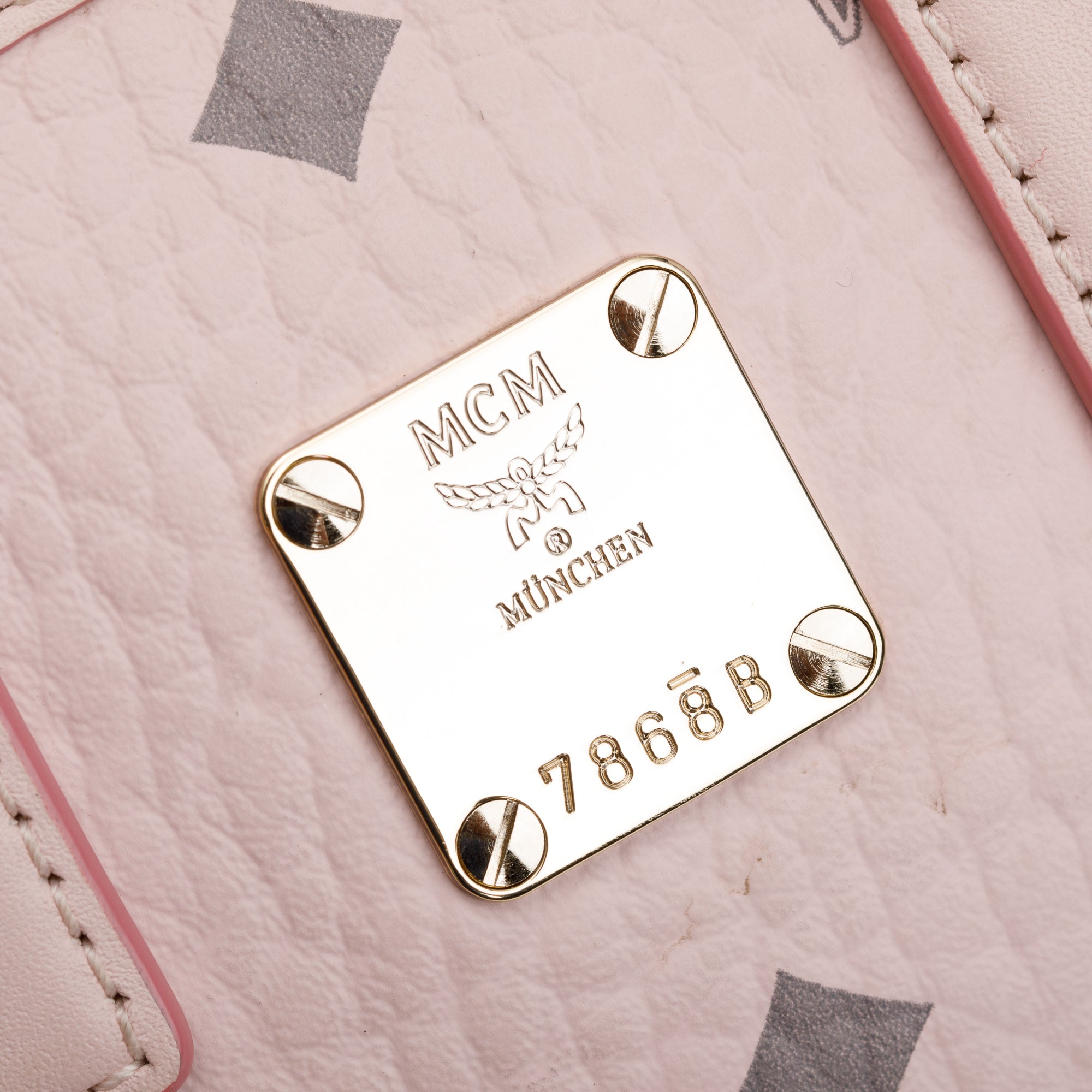 MCM Pink Visetos Canvas Nappa Leather Mini Aren Crossbody Bag