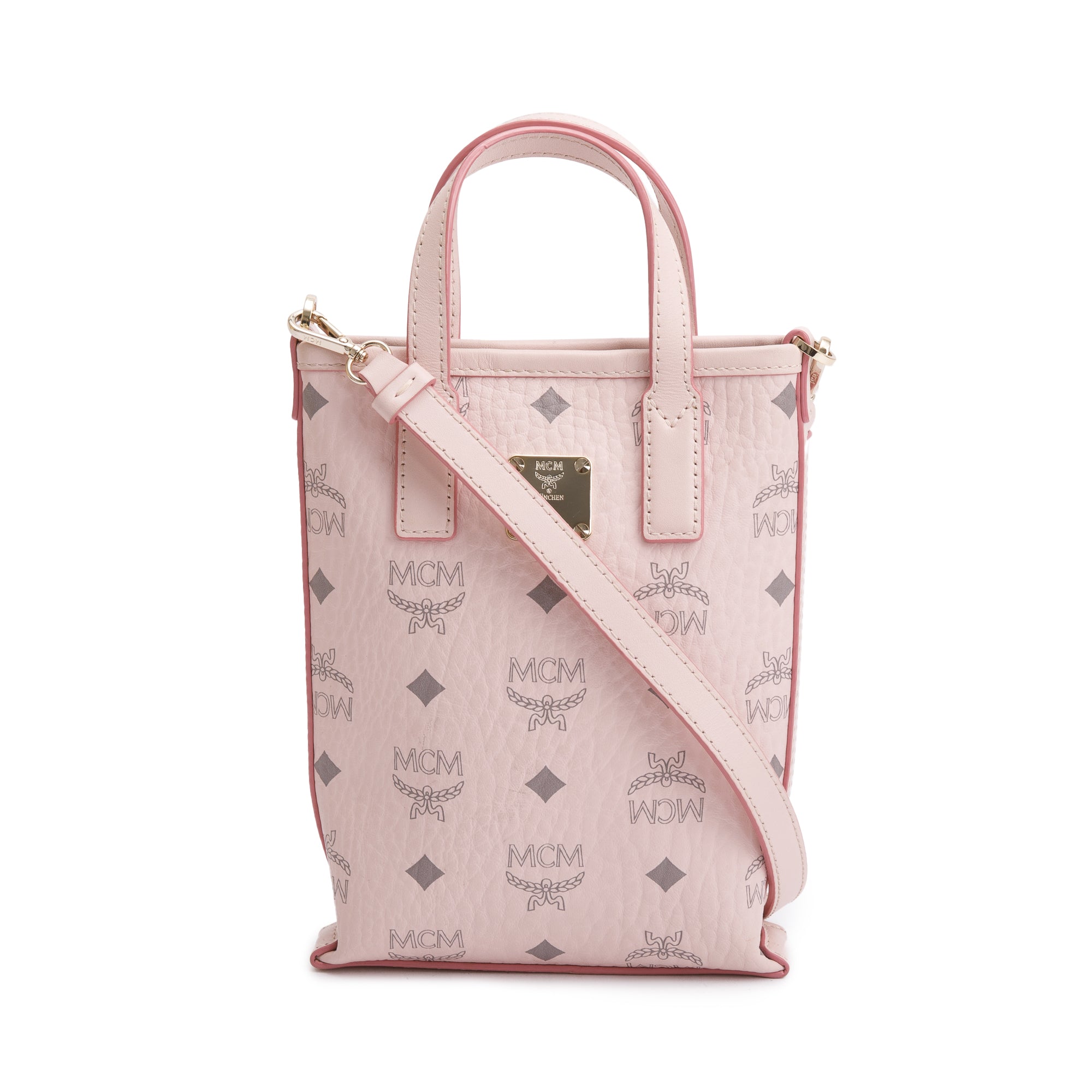 MCM Pink Visetos Canvas Nappa Leather Mini Aren Crossbody Bag