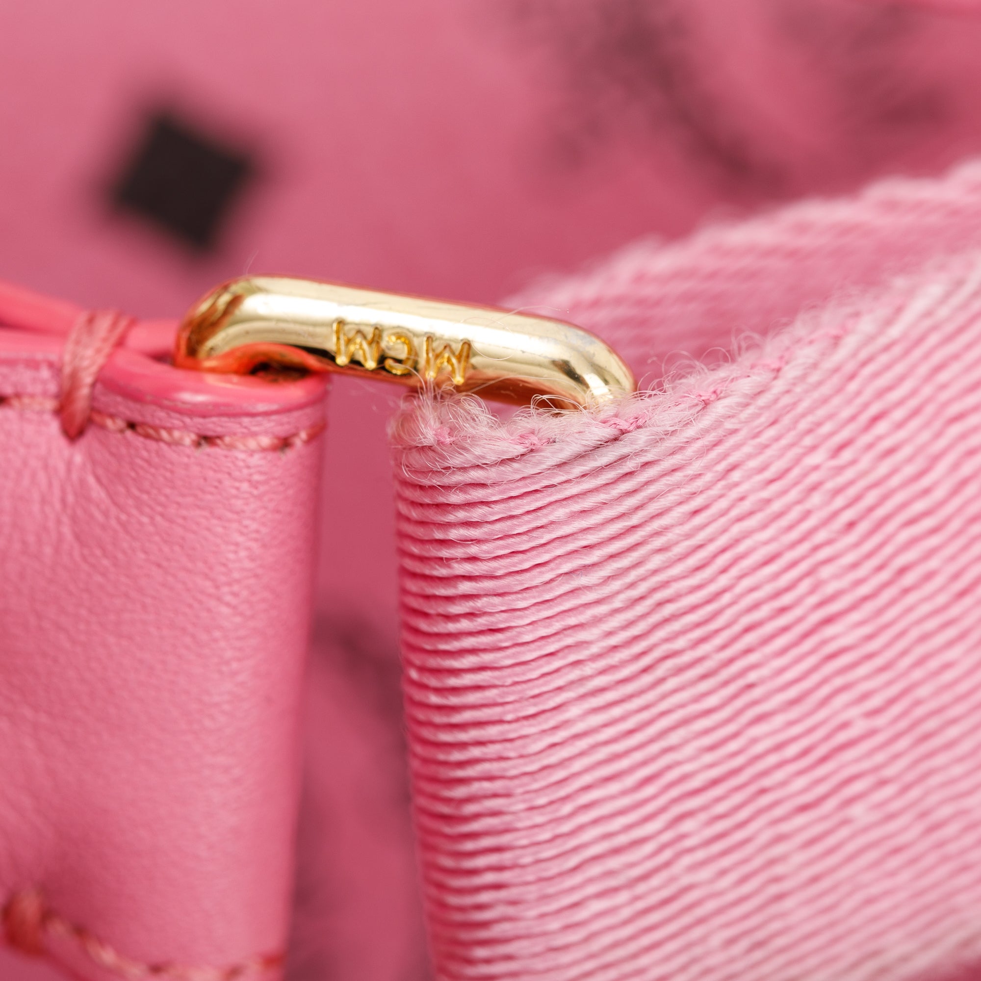 MCM Pink Visetos Studded Colorblock Stark Small Backpack