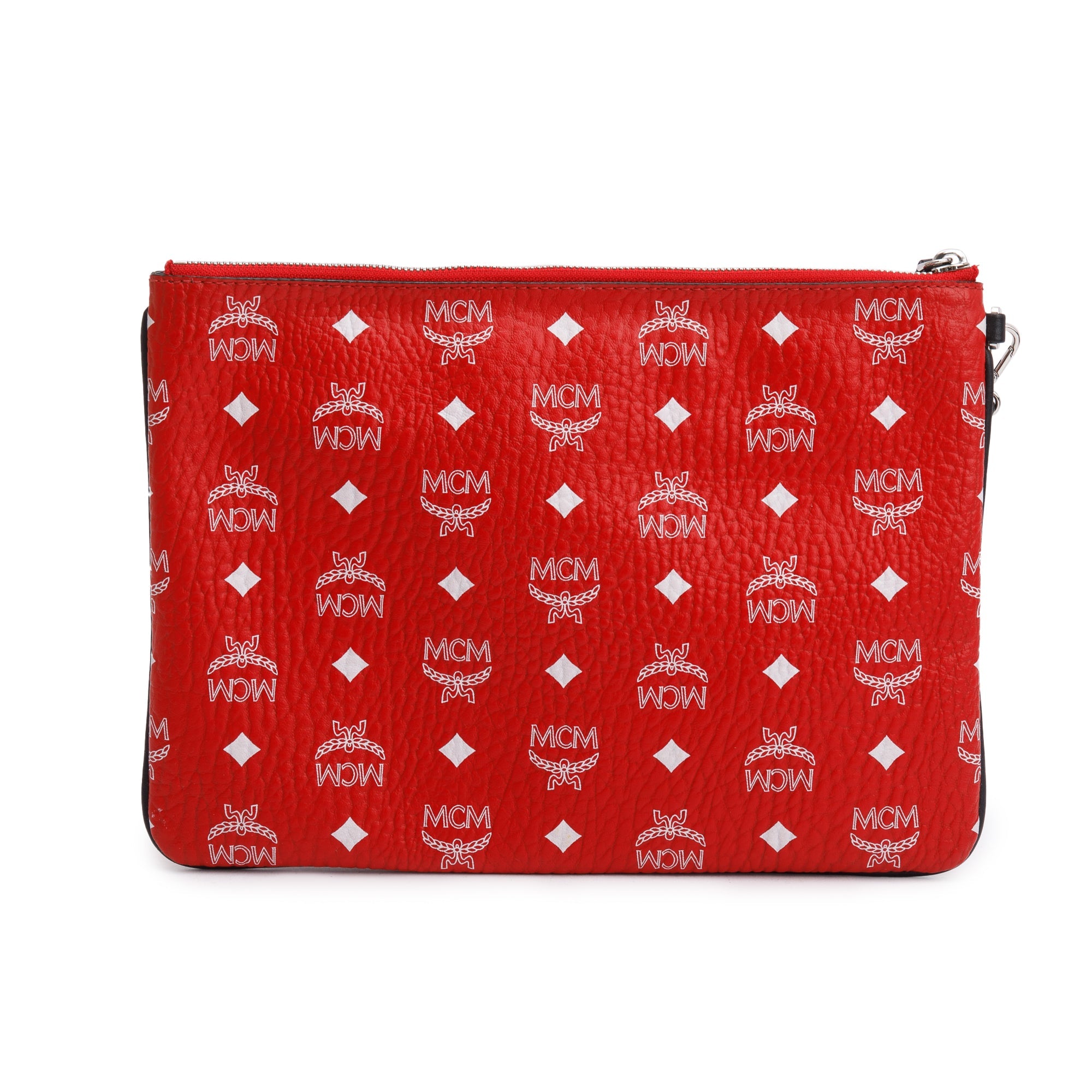 MCM Red Visetos Medium Wristlet Zip Pouch – OLIVER'S
