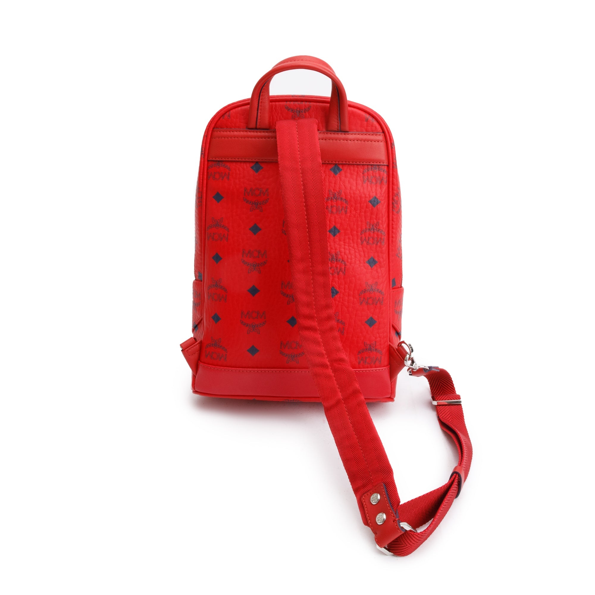 MCM Red Visetos Sling Small Backpack