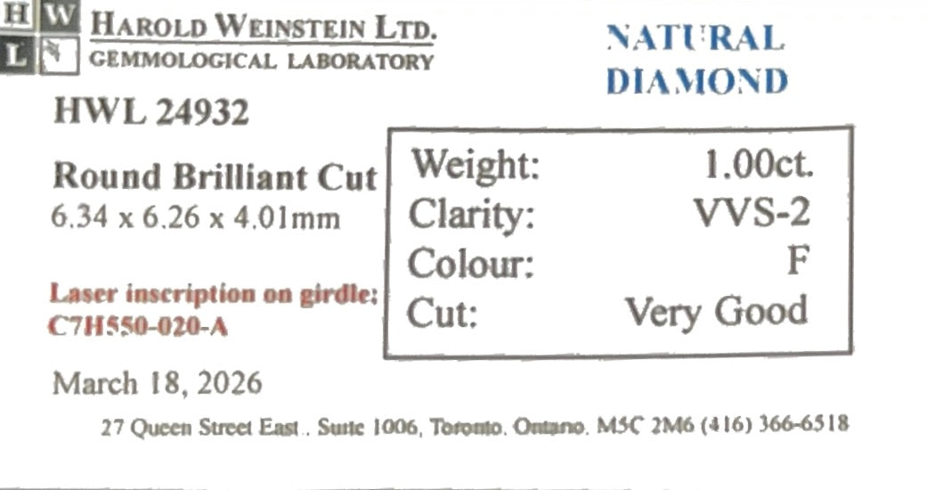 Natural 1.00 ct. Round Cut Loose Diamond