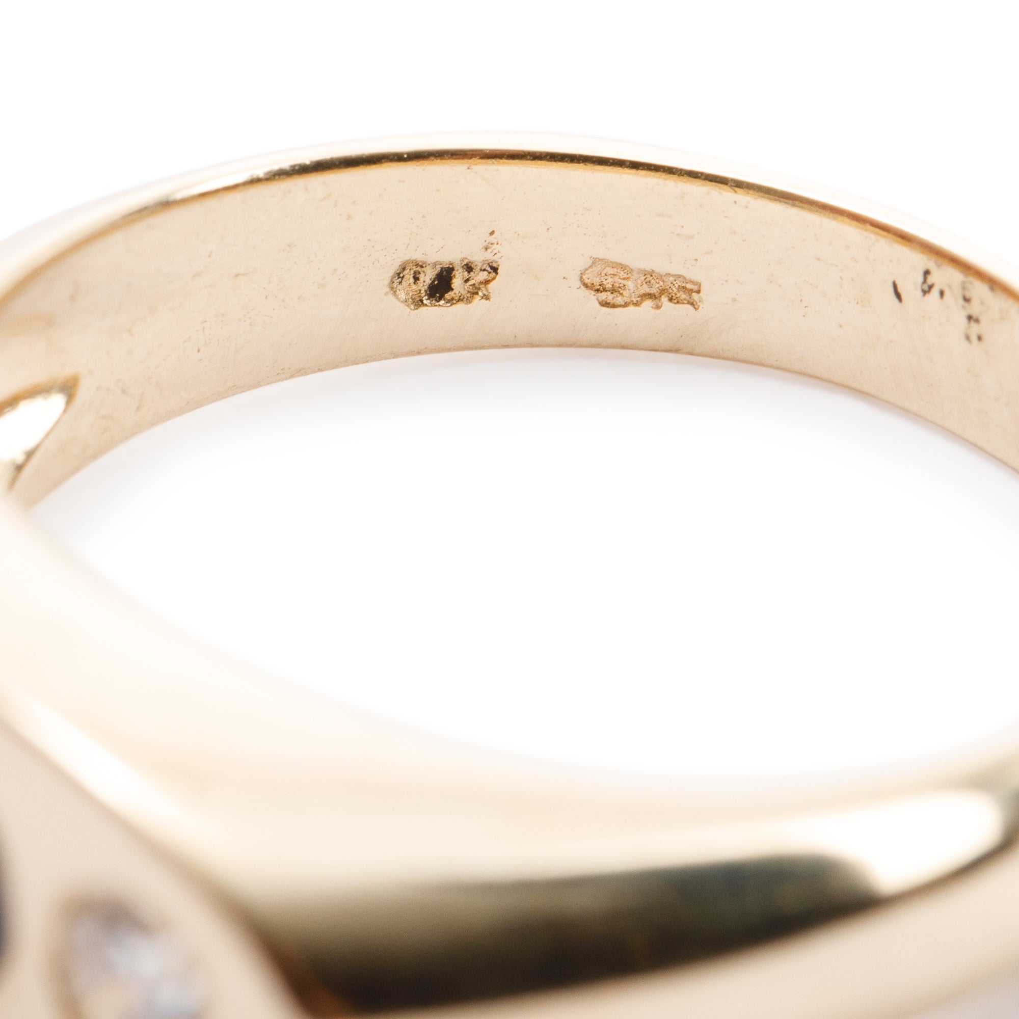 Men's 14k Yellow Gold Sapphire & Diamond 3-Stone Ring