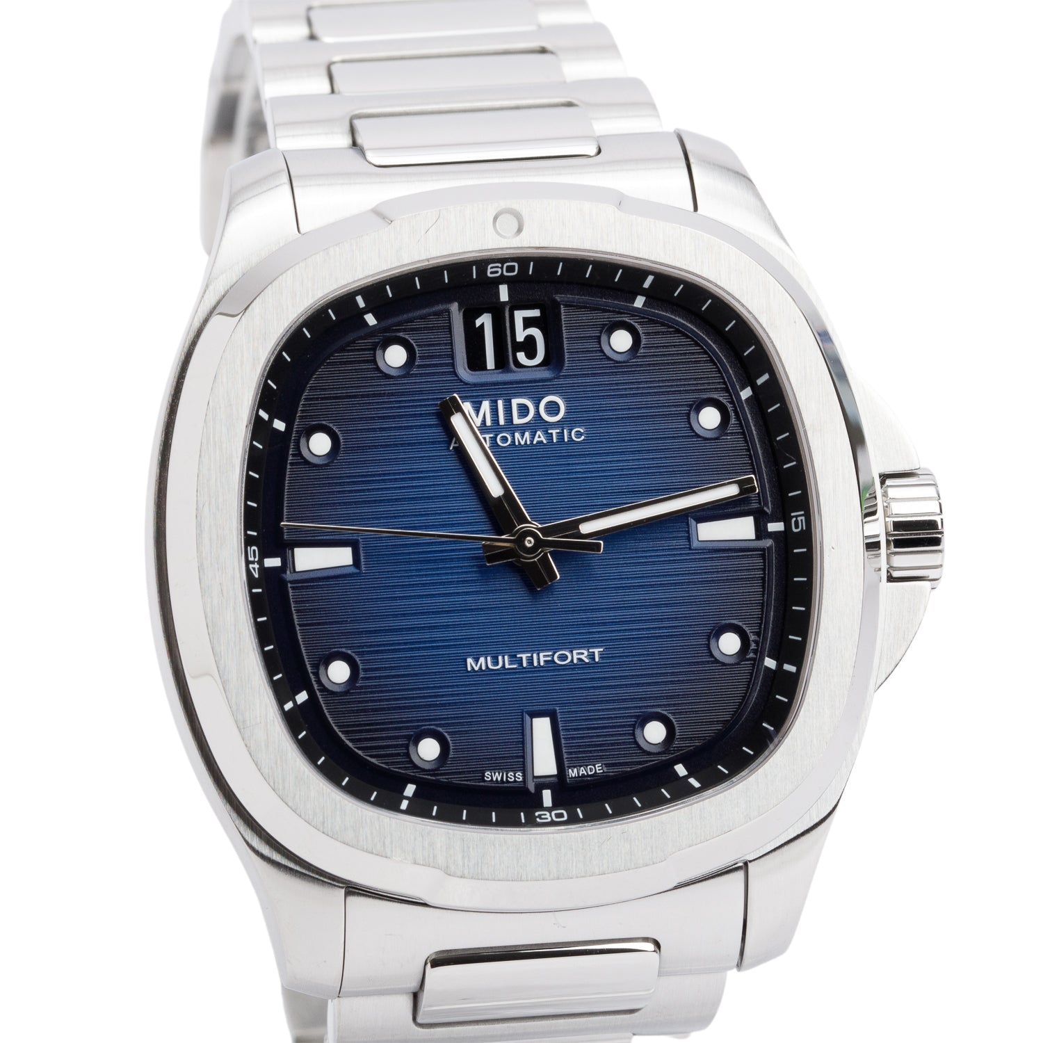 Mido Stainless Steel Multifort TV Big Date Automatic Watch Blue Dial w/ Box & Papers