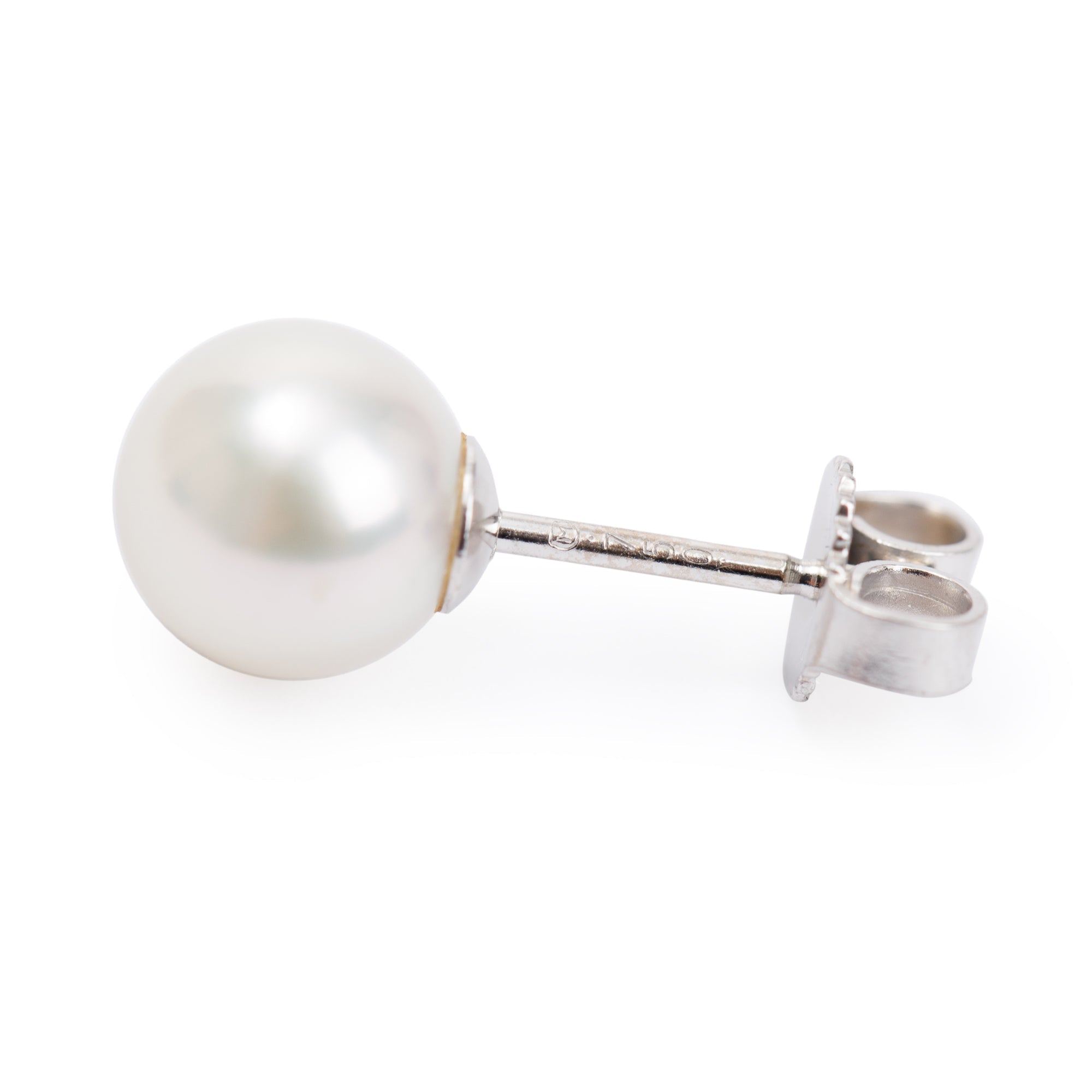 Mikimoto 18k White Gold 7MM Akoya Pearl Stud Earrings w/ Box & Certificate