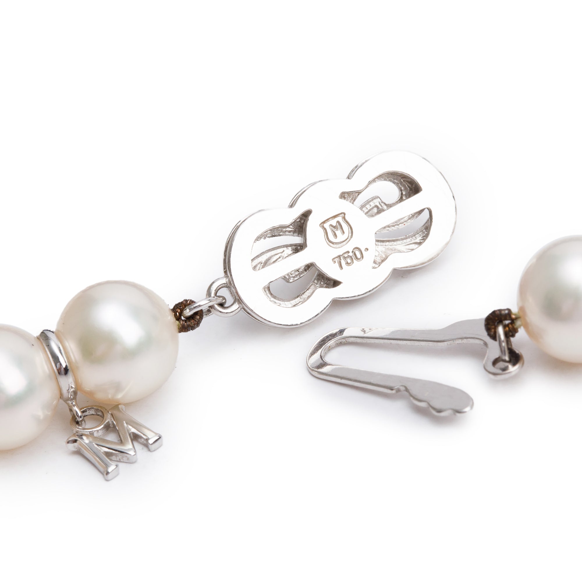 Mikimoto 18k White Gold Cultured A+ Akoya Pearl Necklace w/ Box & Papers