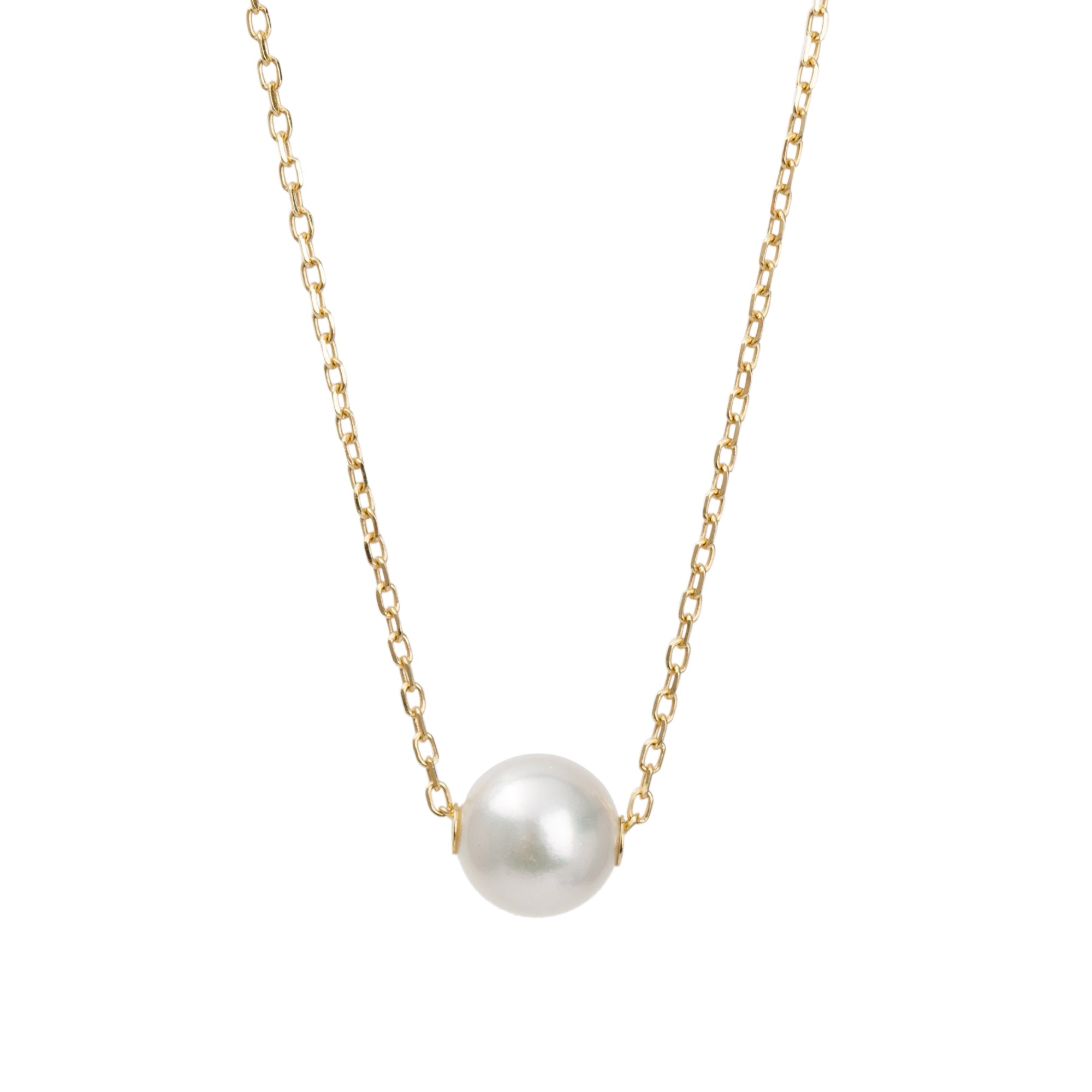 Mikimoto 18k Yellow Gold 8MM Akoya Pearl Pendant Necklace w/ Box & Certificate