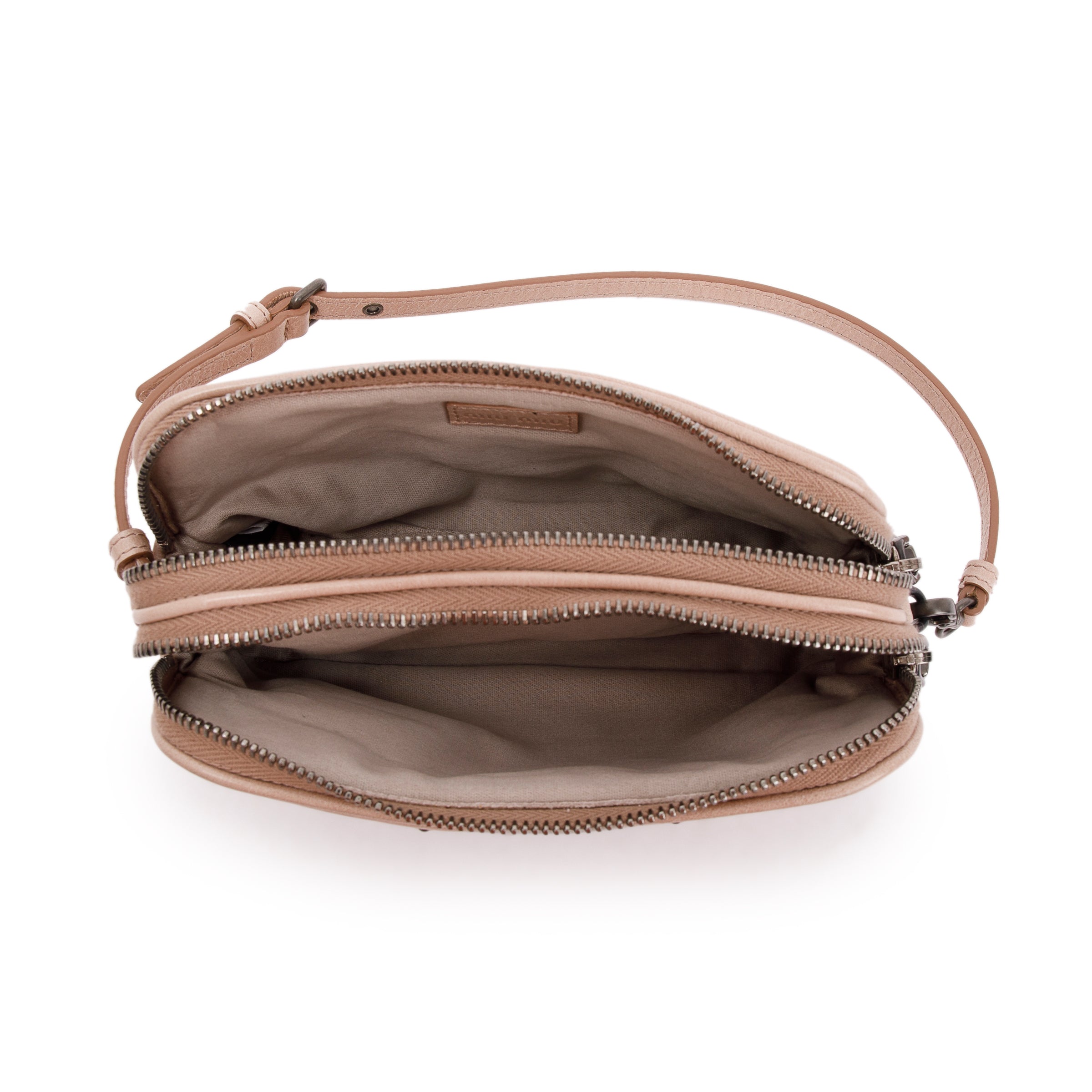 Miu Miu Beige Vitello Shine Studded Wristlet Bag w/ Box