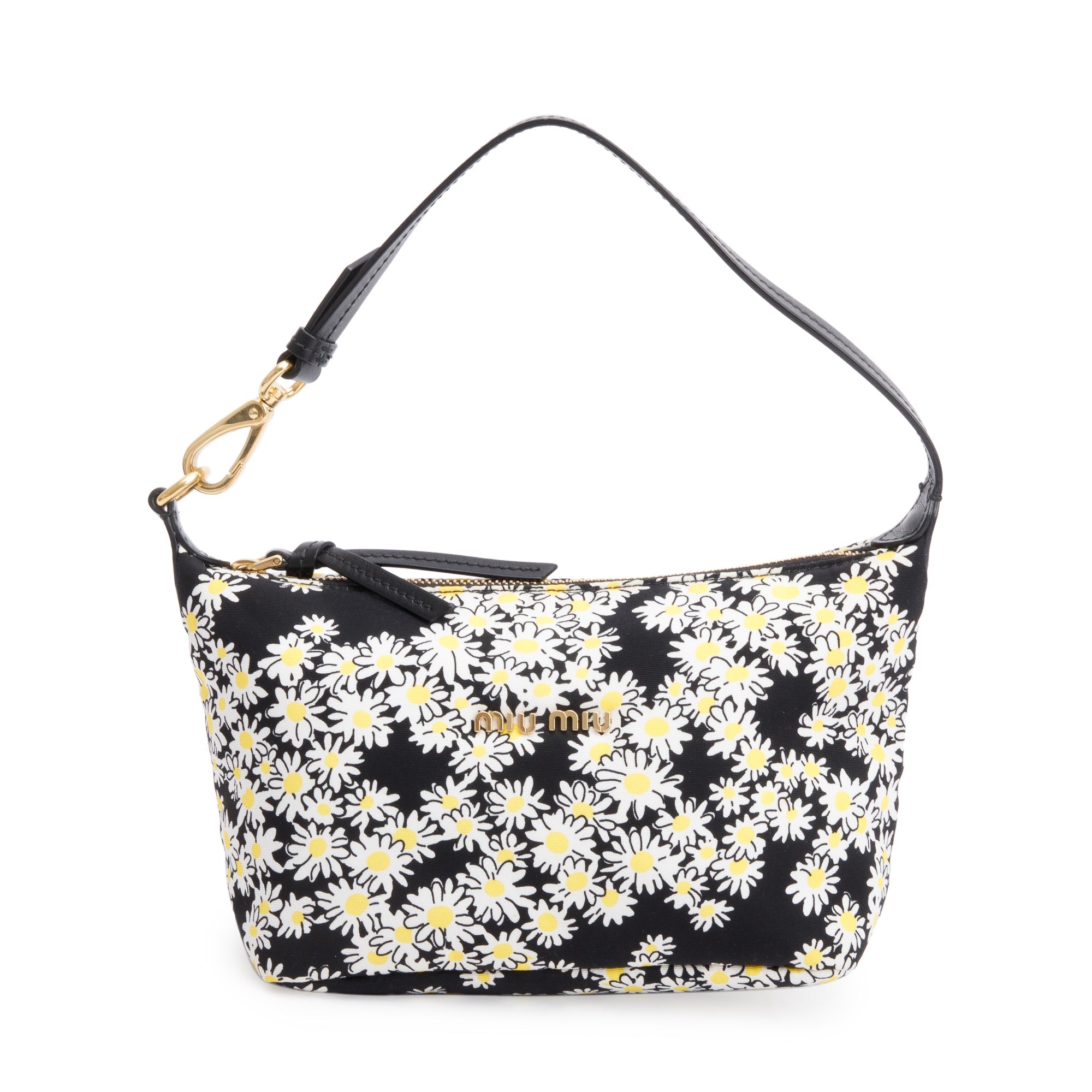 Miu Miu Black Floral Print Nylon Spirit Cire Shoulder Bag – OLIVER'S