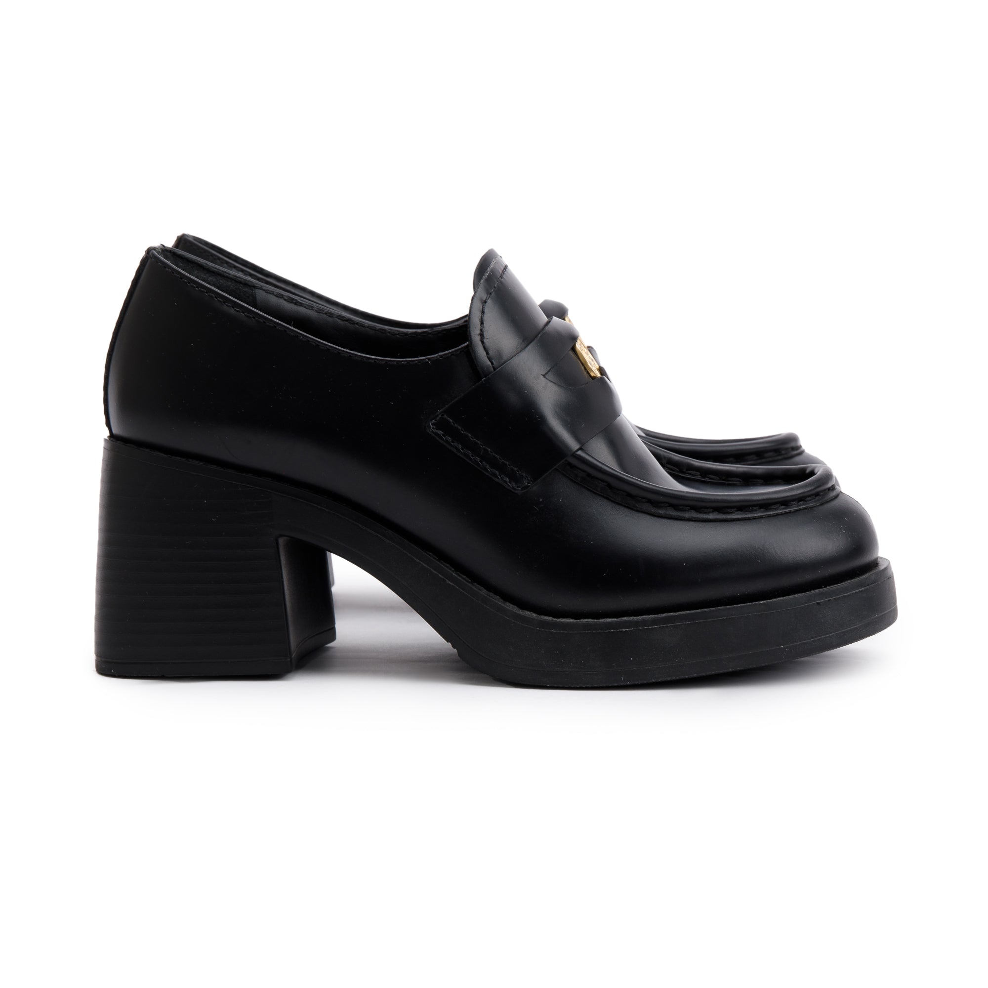 Miu Miu Black Leather Penny Loafers, Size 36