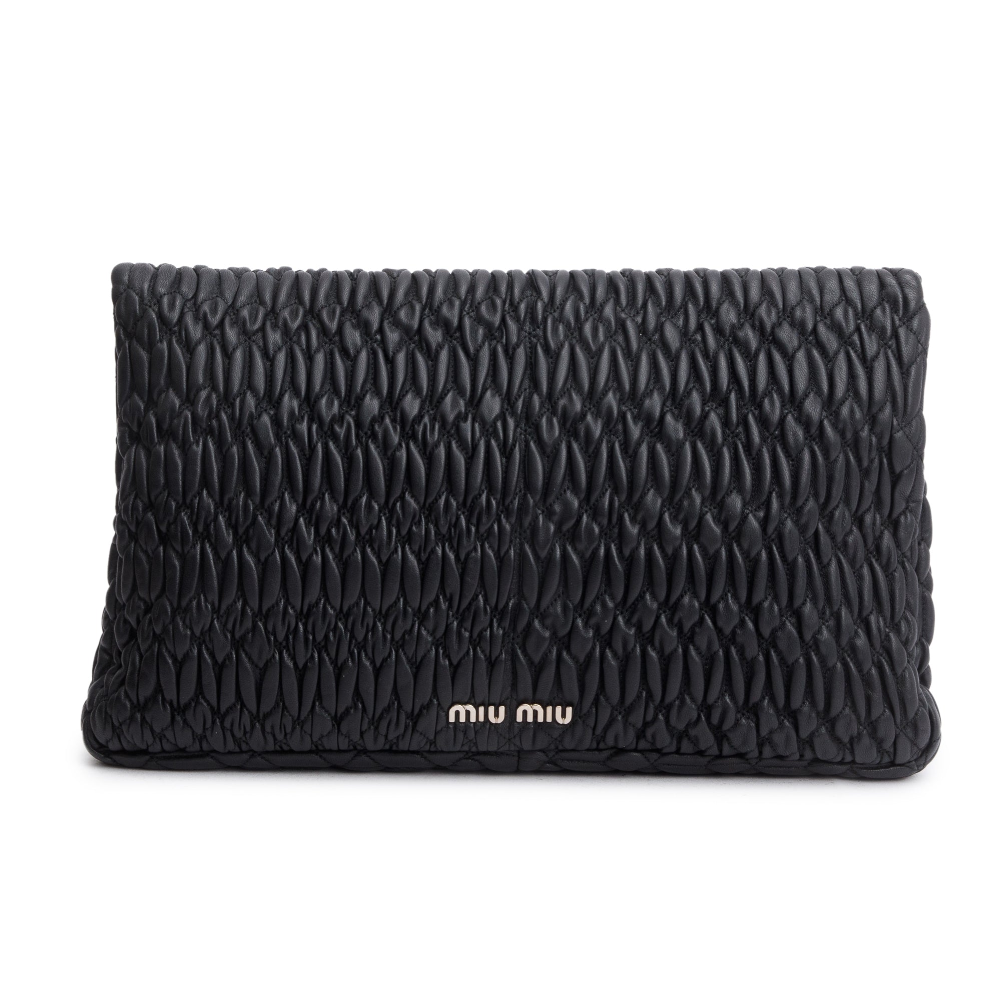 Miu Miu Black Nappa Iconic Crystal Cloque Flap Shoulder Bag w/ Straps