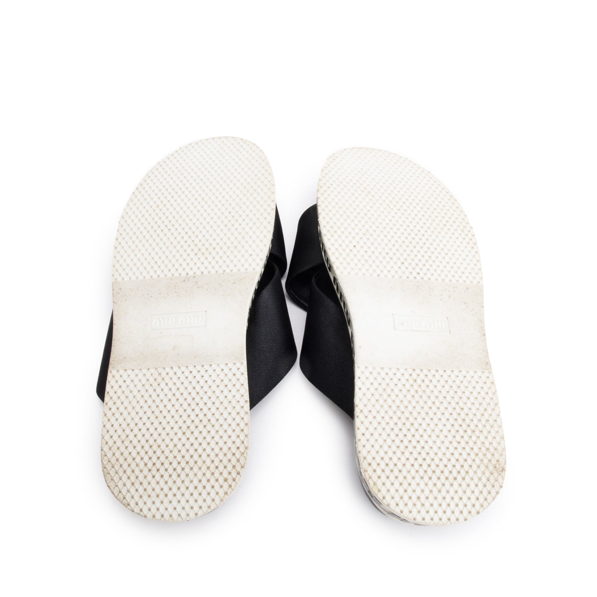 Miu Miu Black Nylon Tech White Rubber Logo Sandals, Size 38 – OLIVER'S