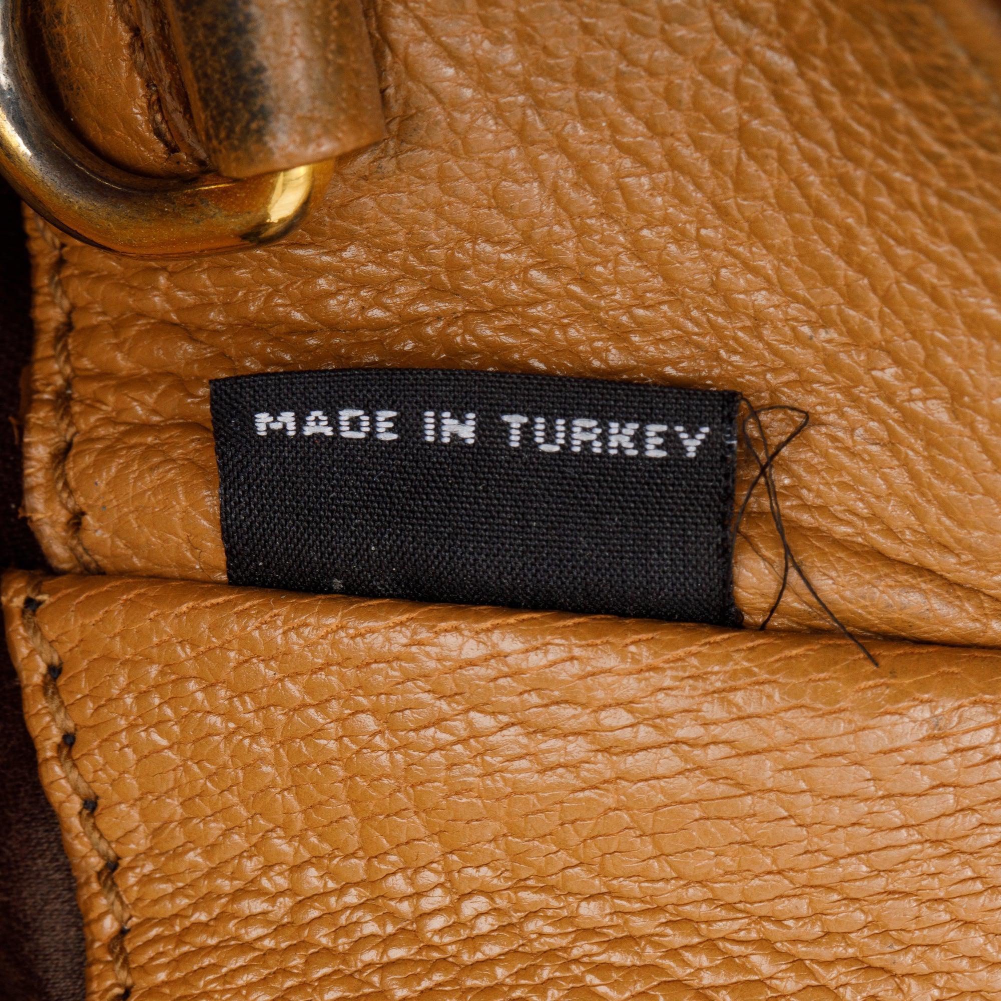 Miu Miu Brown Leather Madras Bauletto Handle Bag w/ Strap