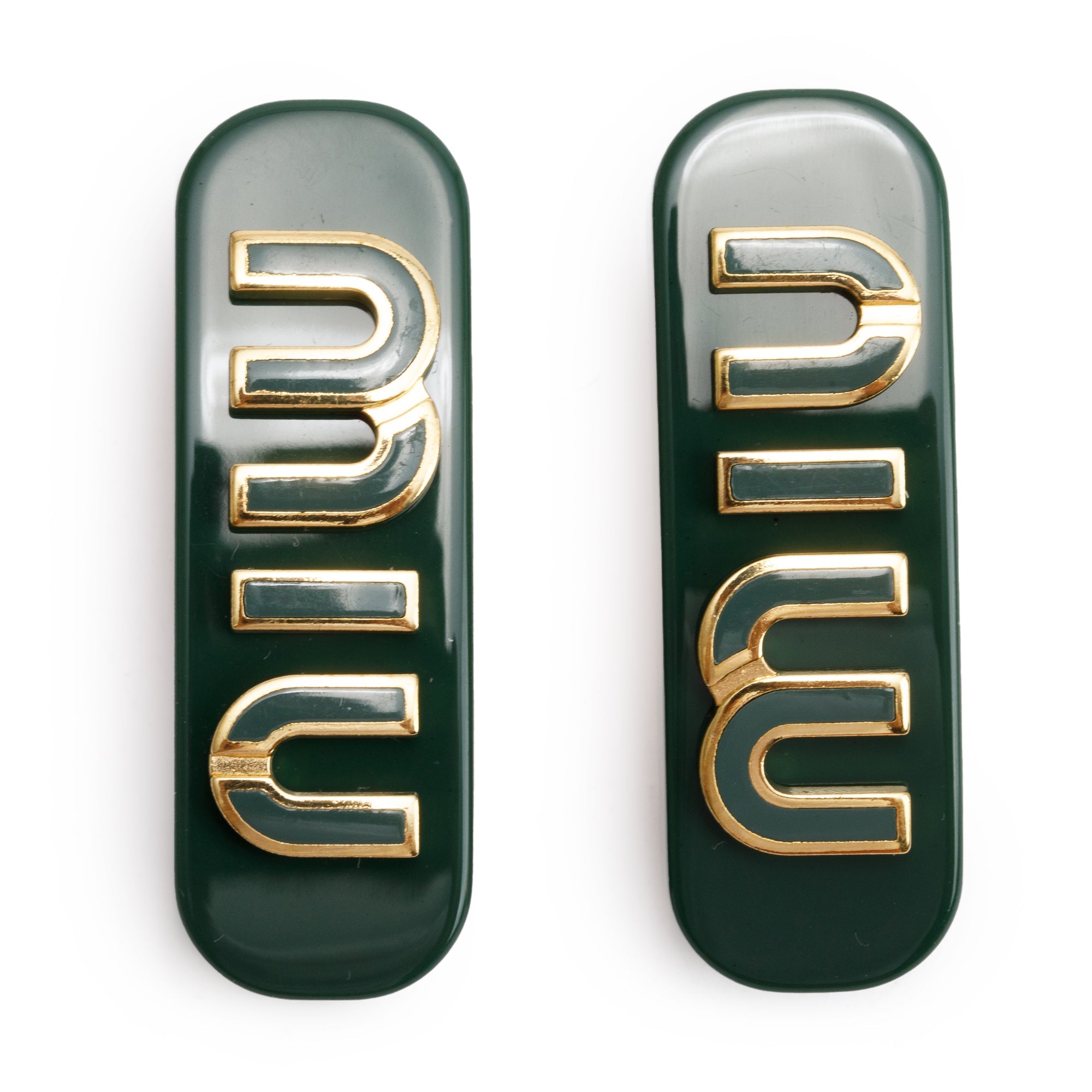 Miu Miu Green Resin Set of Two Logo Hair Clip