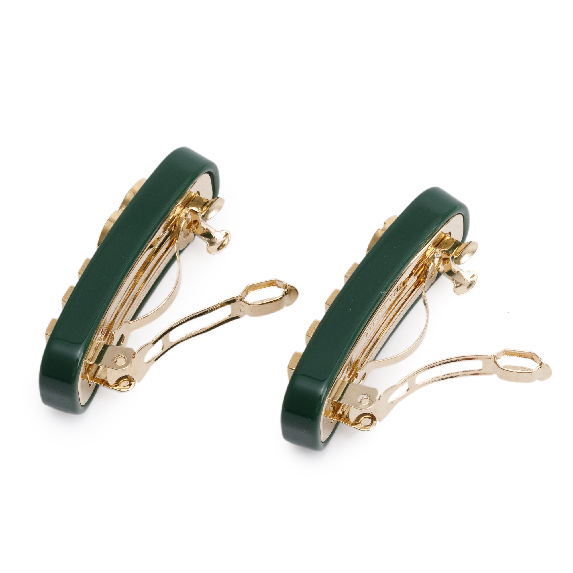 Miu Miu Green Resin Set of Two Logo Hair Clip