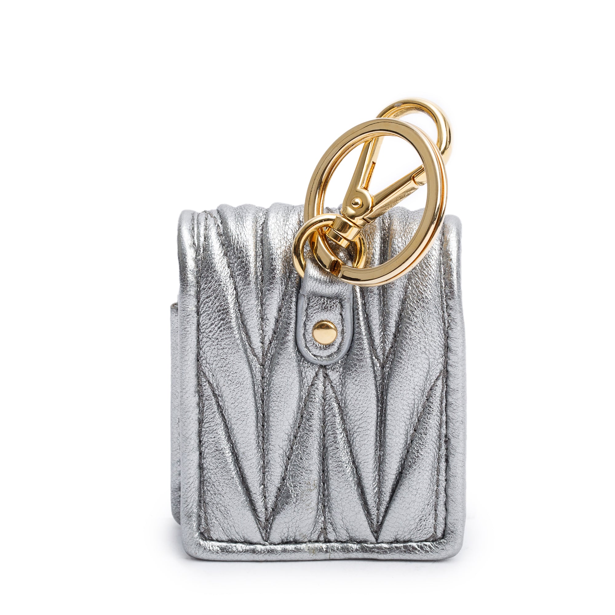 Miu Miu Metallic Silver Nappa Leather Airpod Case
