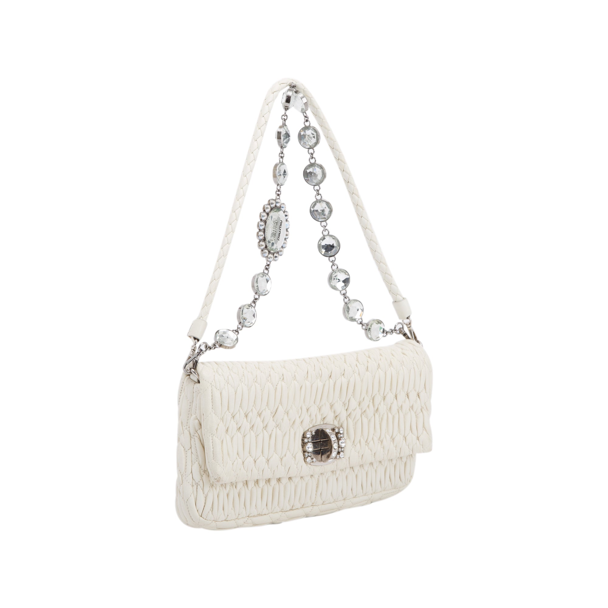 Miu Miu Nappa Iconic Crystal Cloque Shoulder Bag w/ Authenticity Card