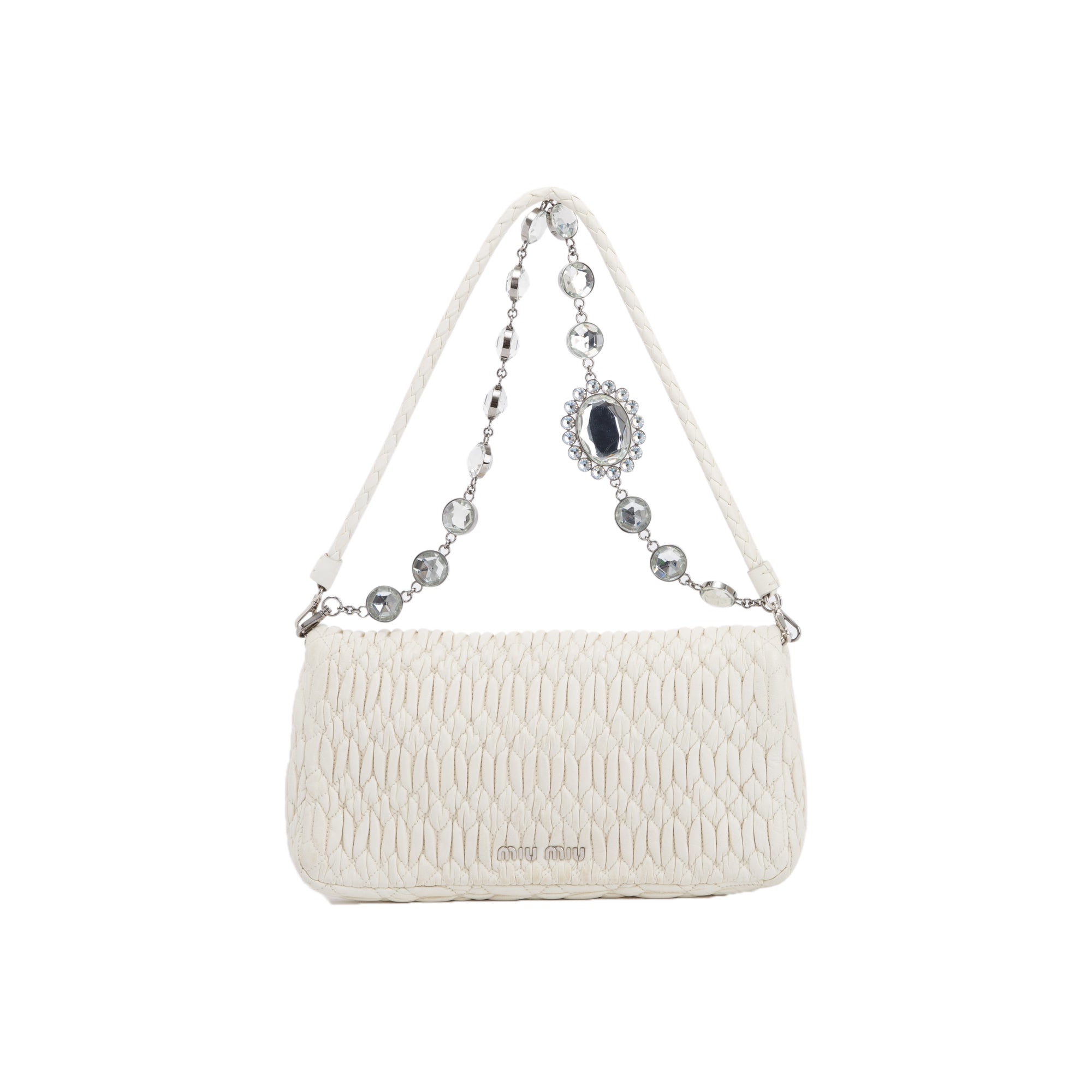 Miu Miu Nappa Iconic Crystal Cloque Shoulder Bag w/ Authenticity Card