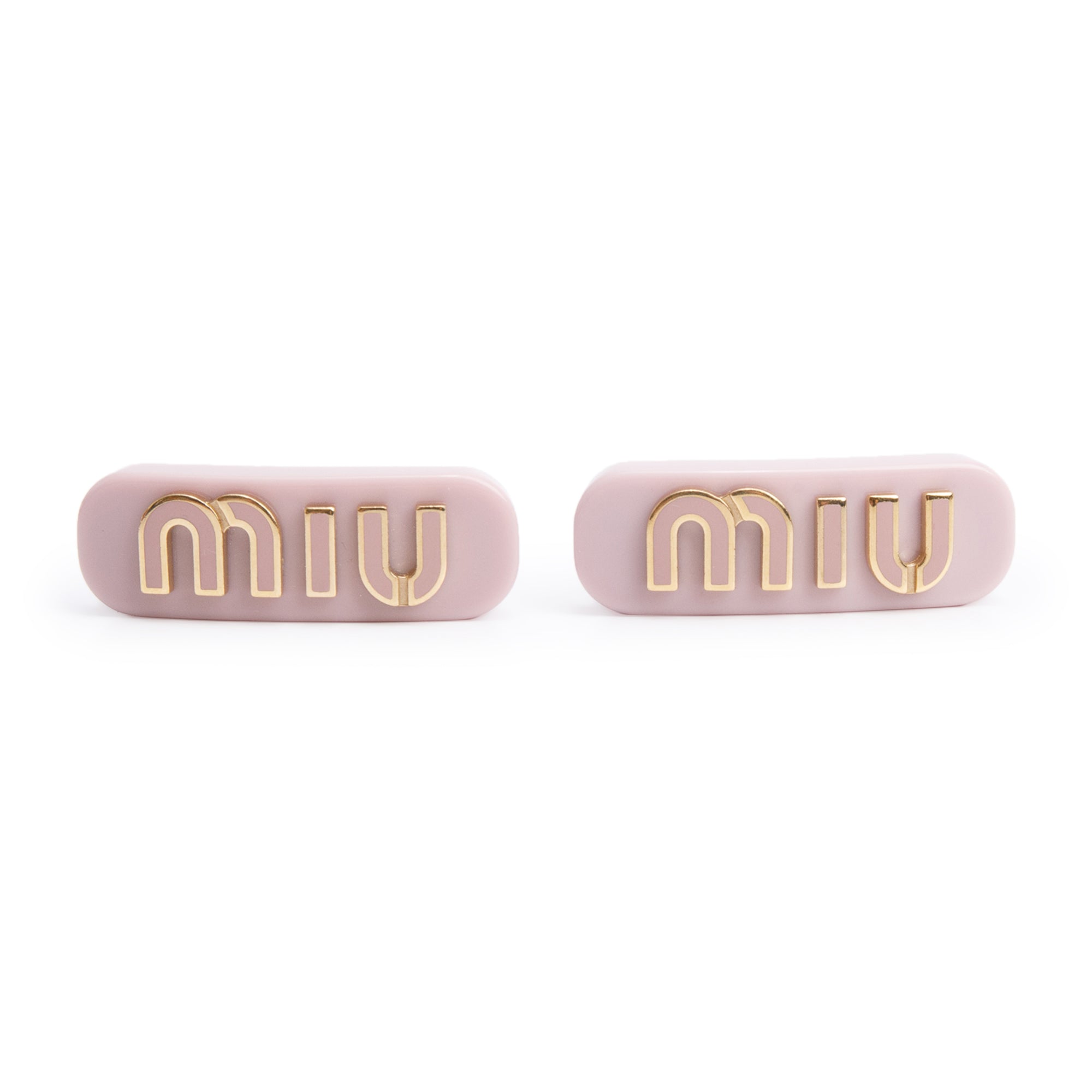 Miu Miu Pink Logo Hair Clips w/ Box