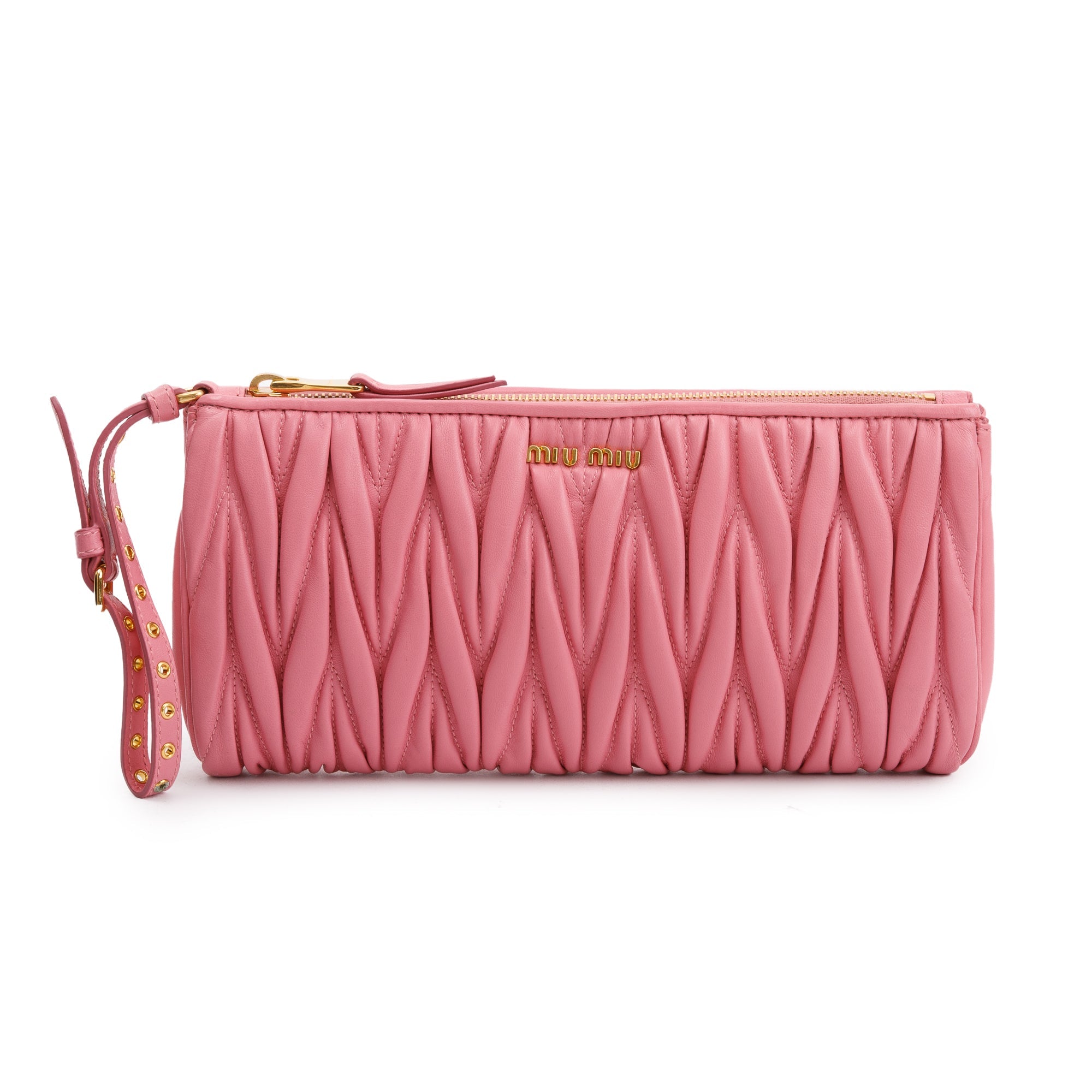 Miu Miu Pink Matelasse Nappa Wrystlet Clutch Bag w/ Authenticity Card