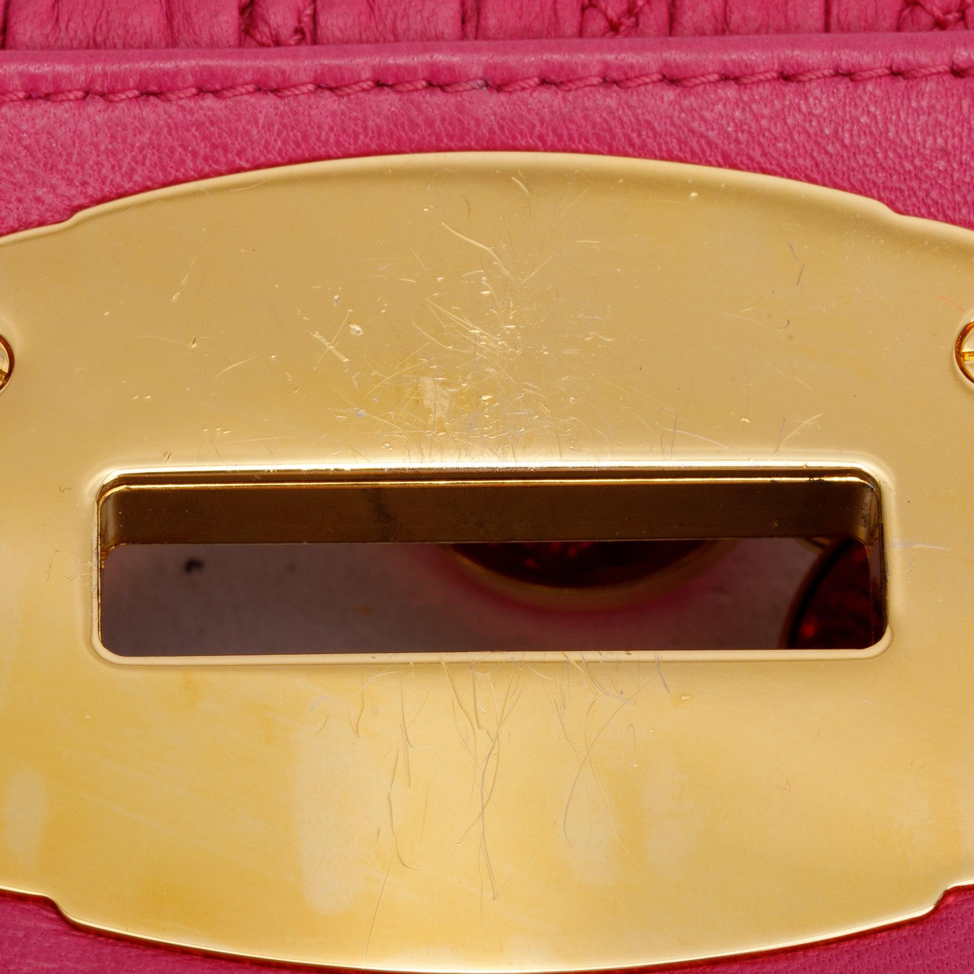 Miu Miu Pink Nappa Iconic Crystal Cloque Flap Shoulder Bag w/ Strap & Authenticity card