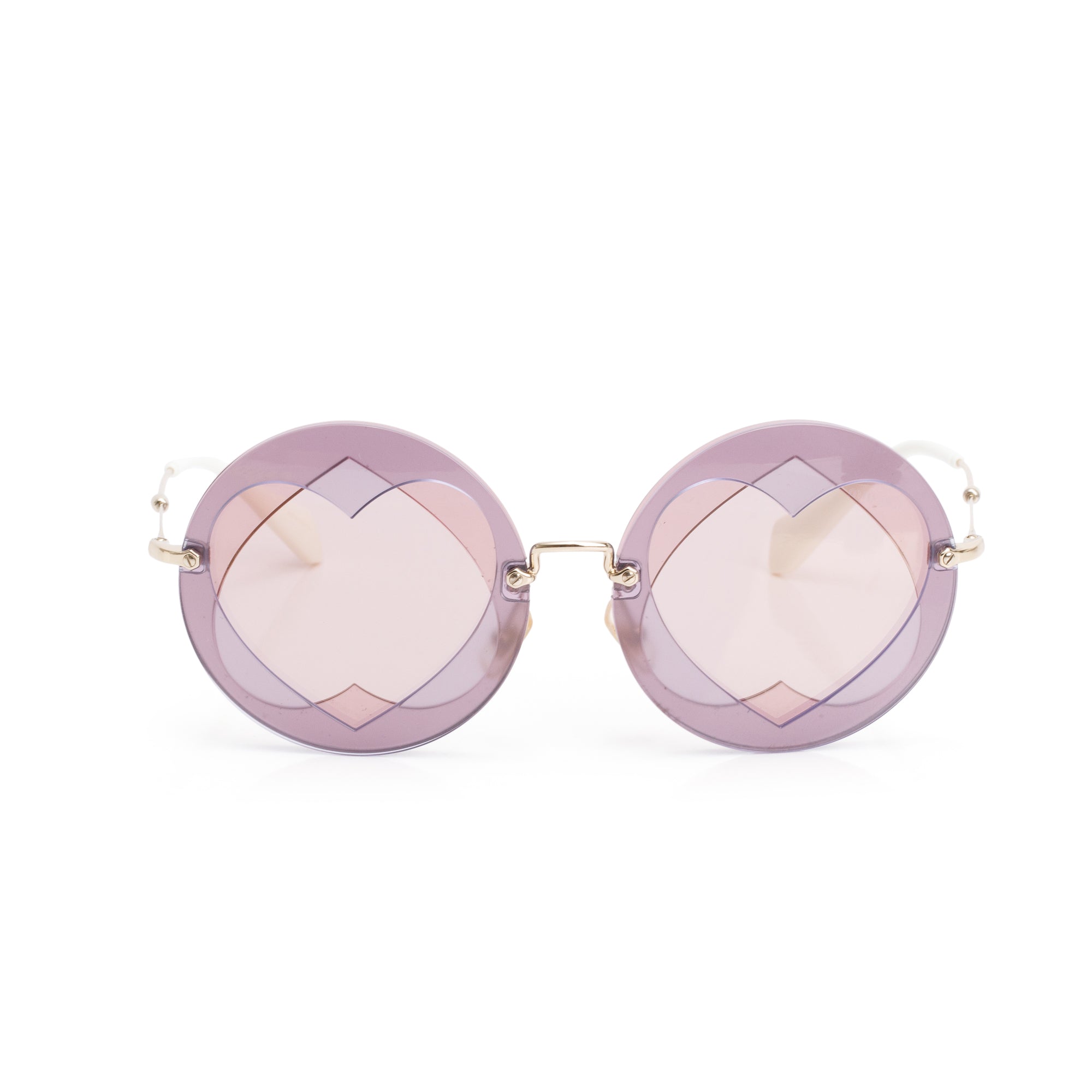 Miu Miu SMU 01S Putple Heart Round Sunglasses w/ Box & Case