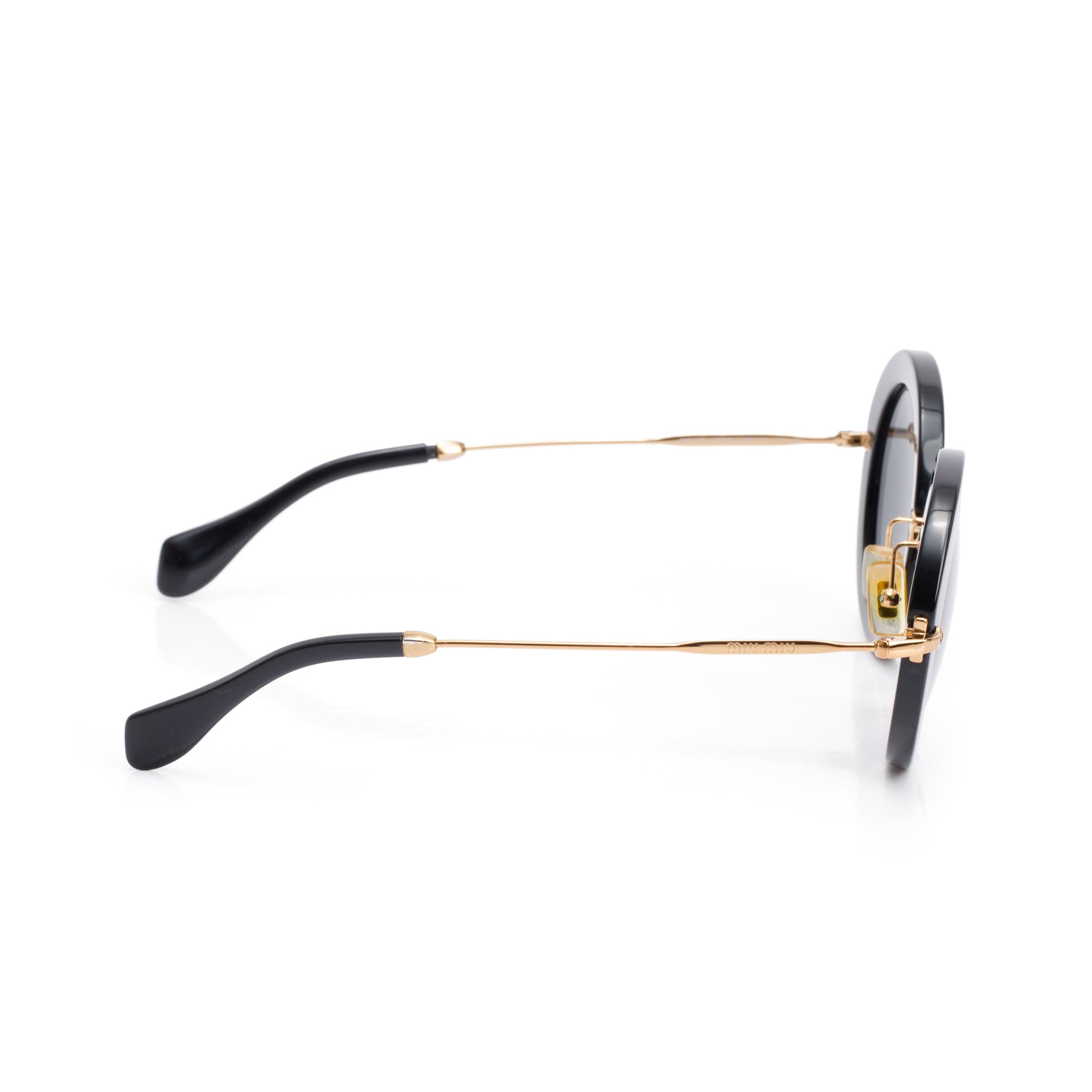 Miu Miu SMU 13N Black Acetate Round Sunglasses w/ Box & Case
