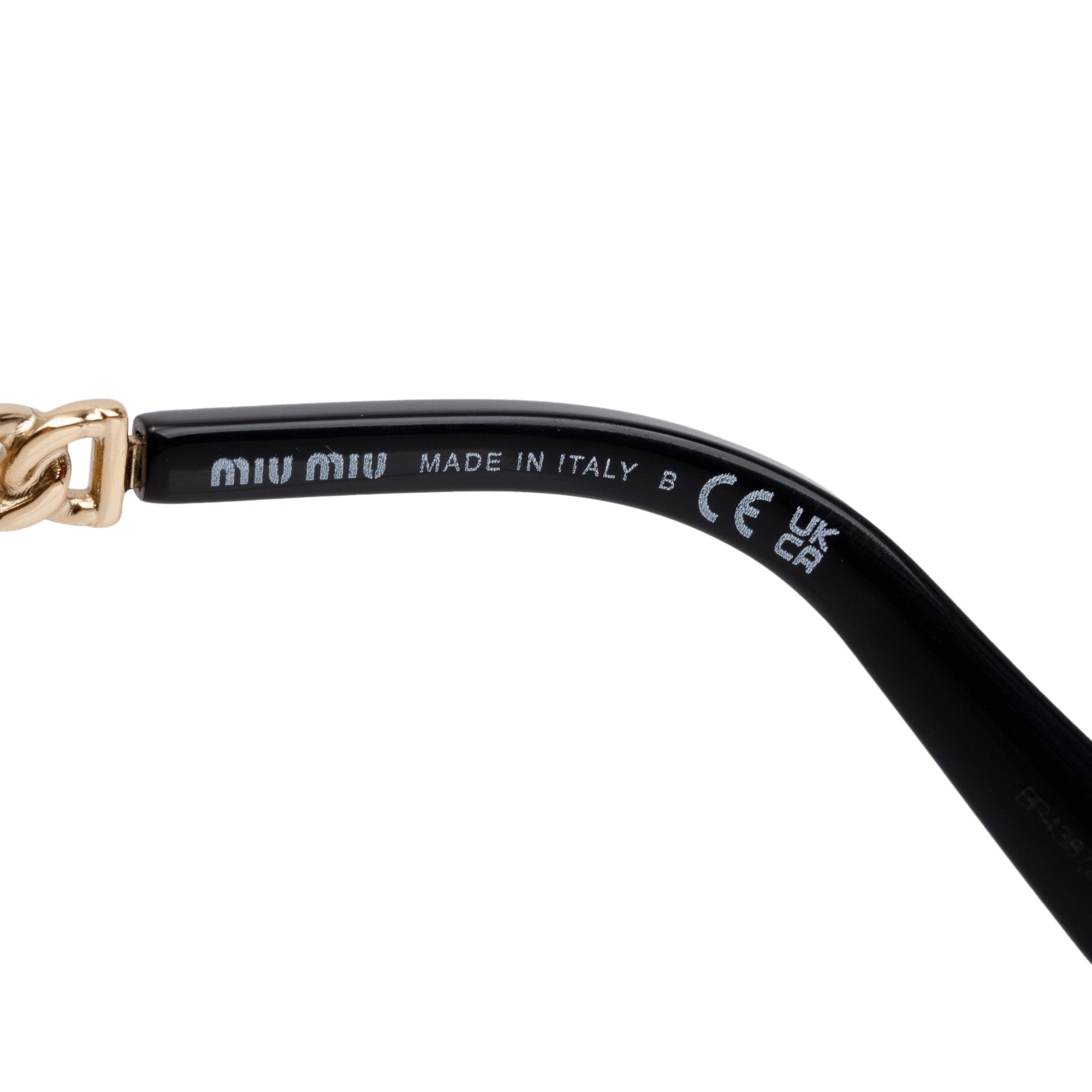 Miu Miu SMU 13W Black Acetate Logo Chain Accent Oversized Square Sunglasses w/ Case