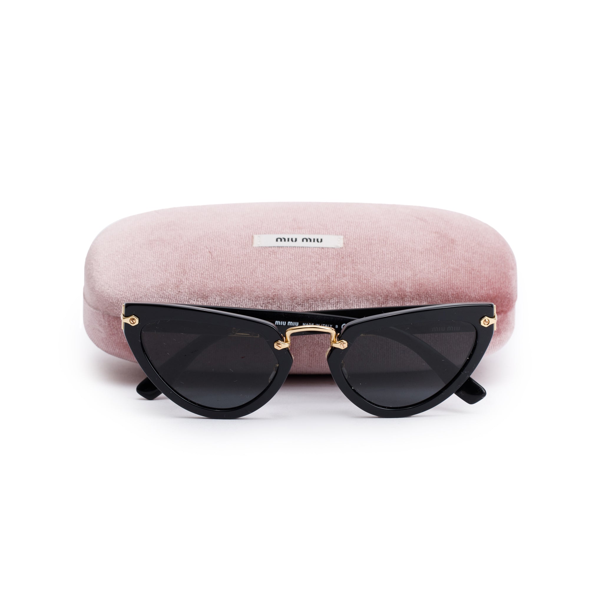 Miu Miu SMU10V Black Acetate Cat Eye Sunglasses w/ Case