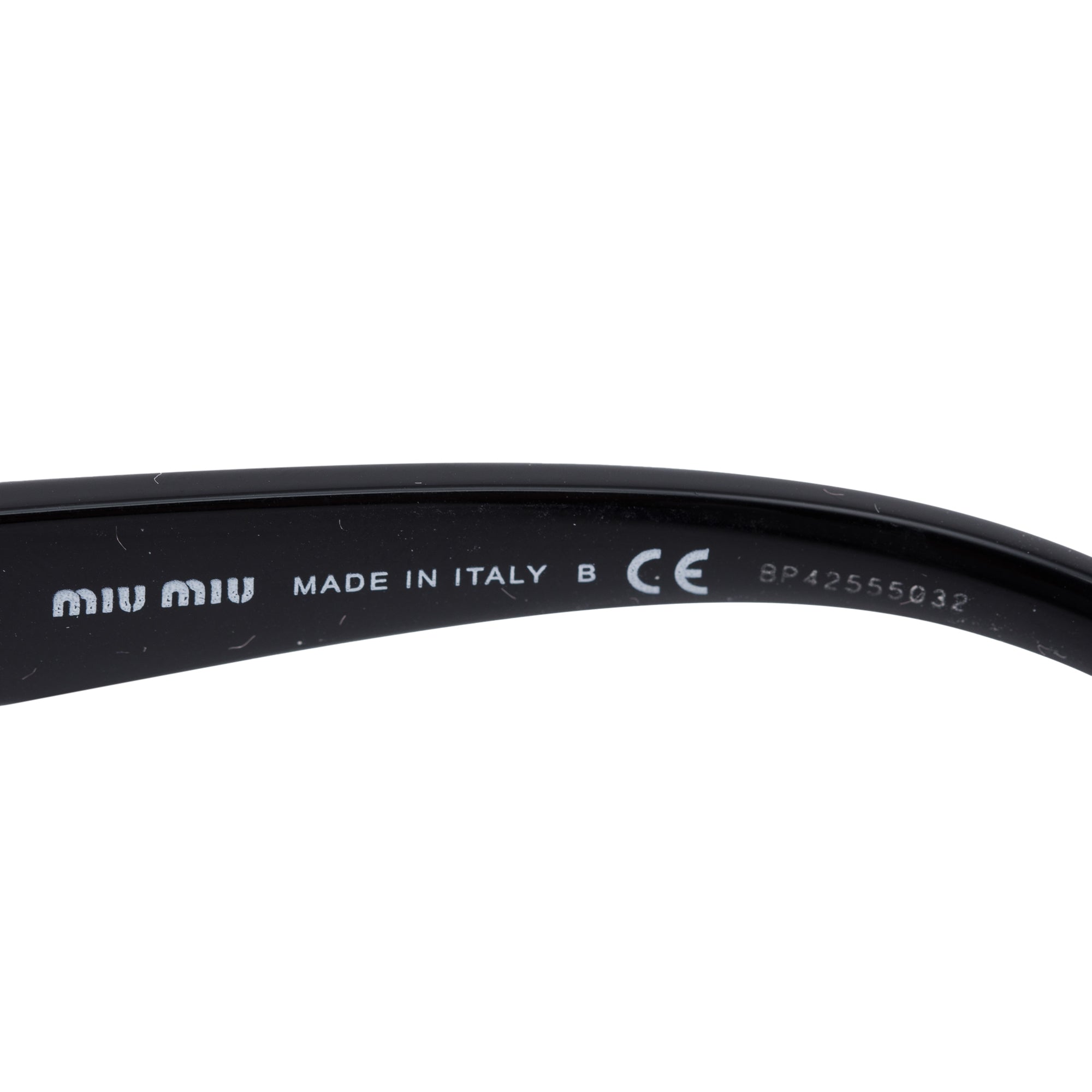 Miu Miu SMU10V Black Acetate Cat Eye Sunglasses w/ Case
