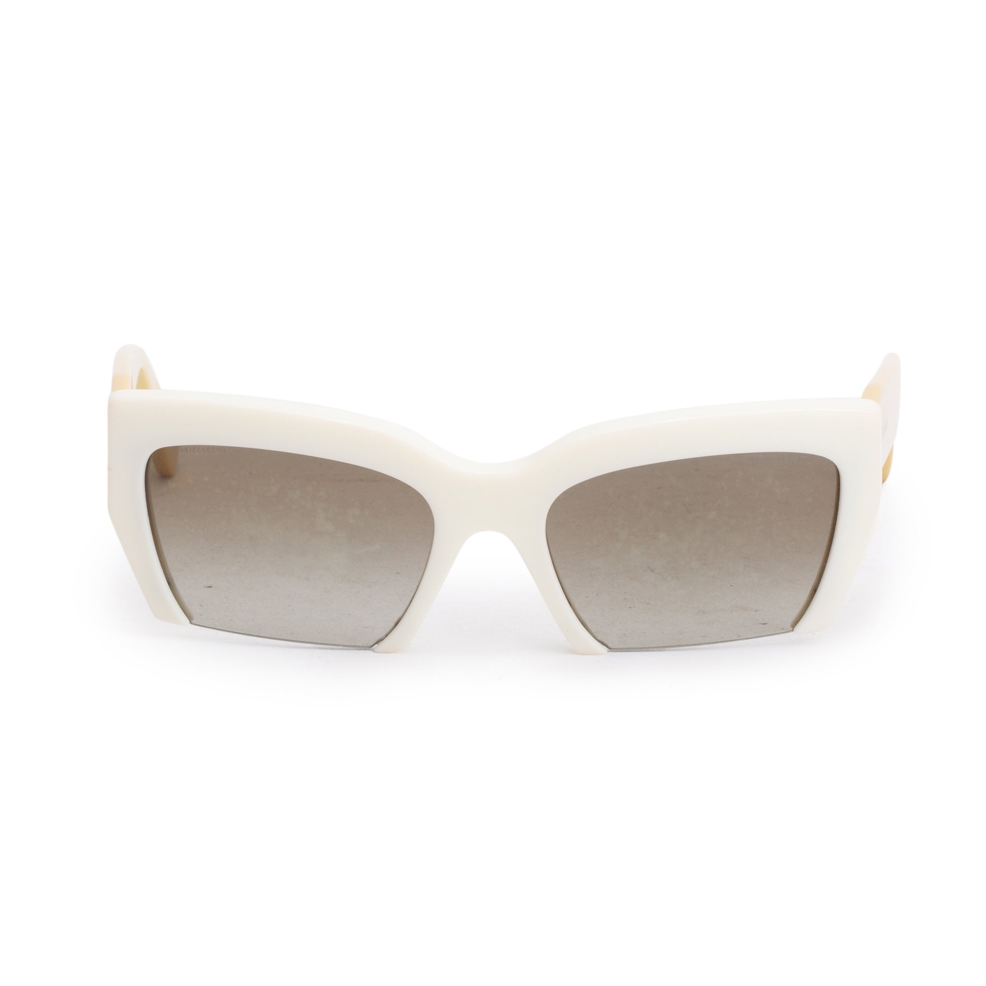 Miu Miu SMU11O White/Beige Acetate Rasoir Half Rim Sunglasses w/ Case