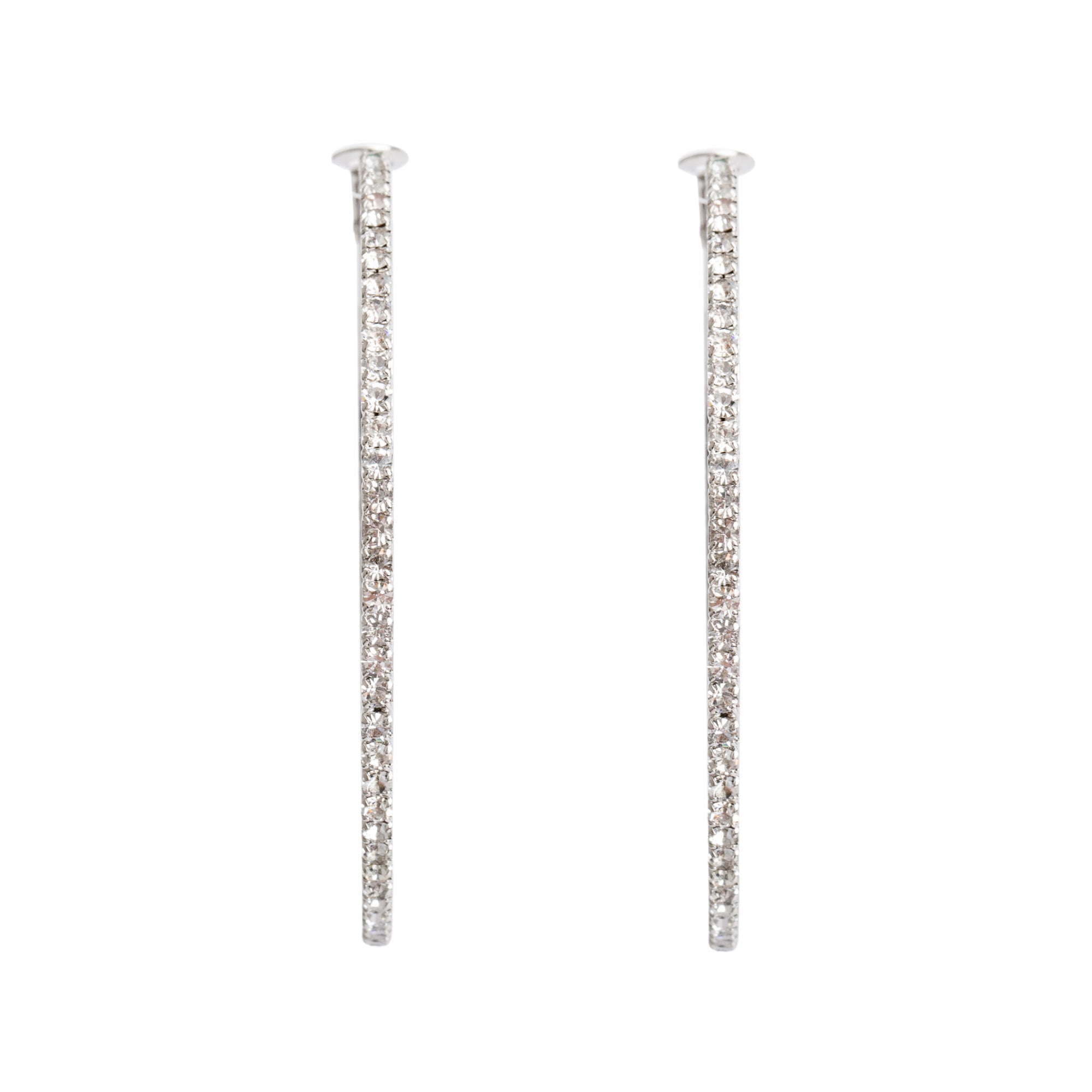 Miu Miu Silver-Plated Crystal Hoop Earrings w/ Box