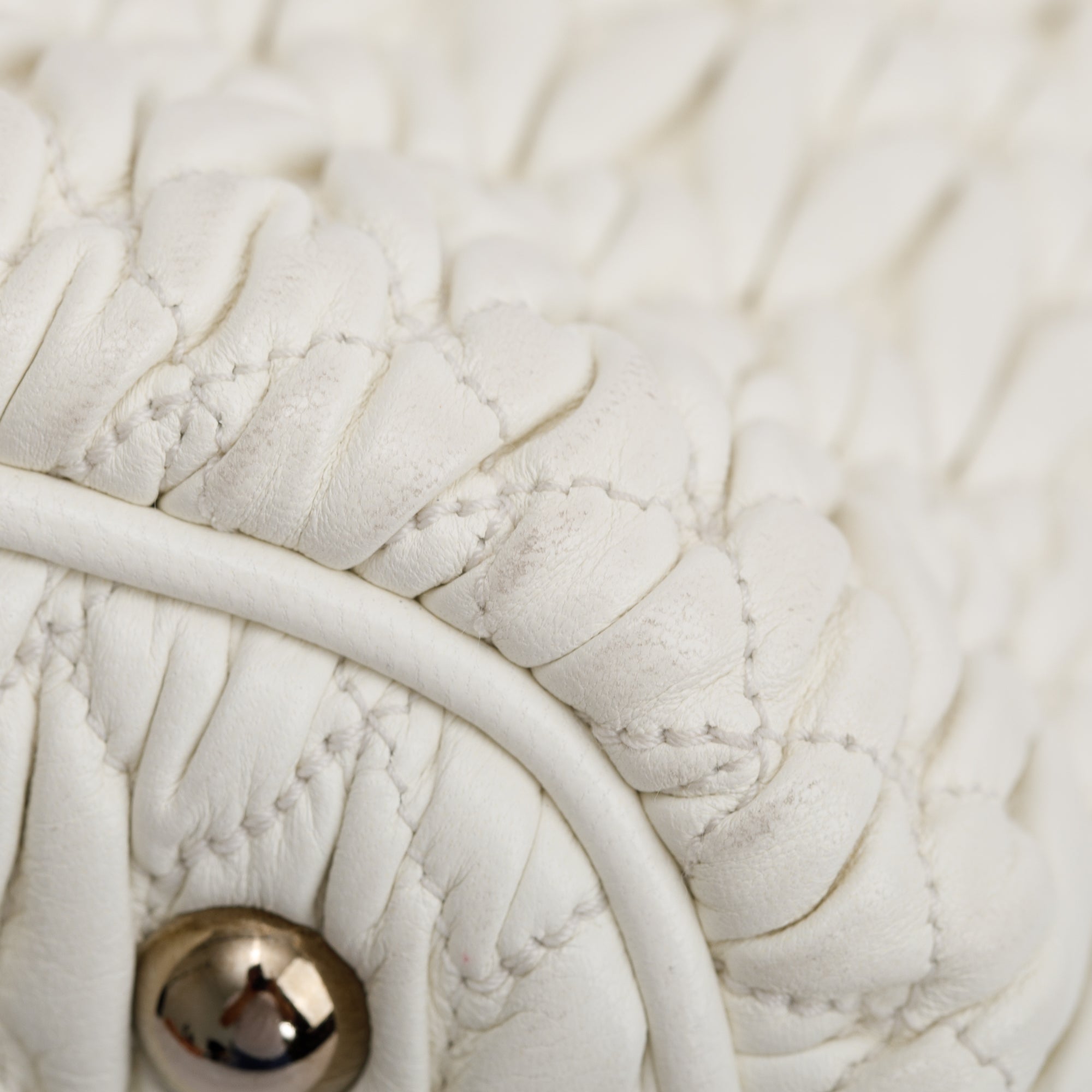 Miu Miu White Nappa Iconic Crystal Cloque Tote Bag w/ Authenticity Card