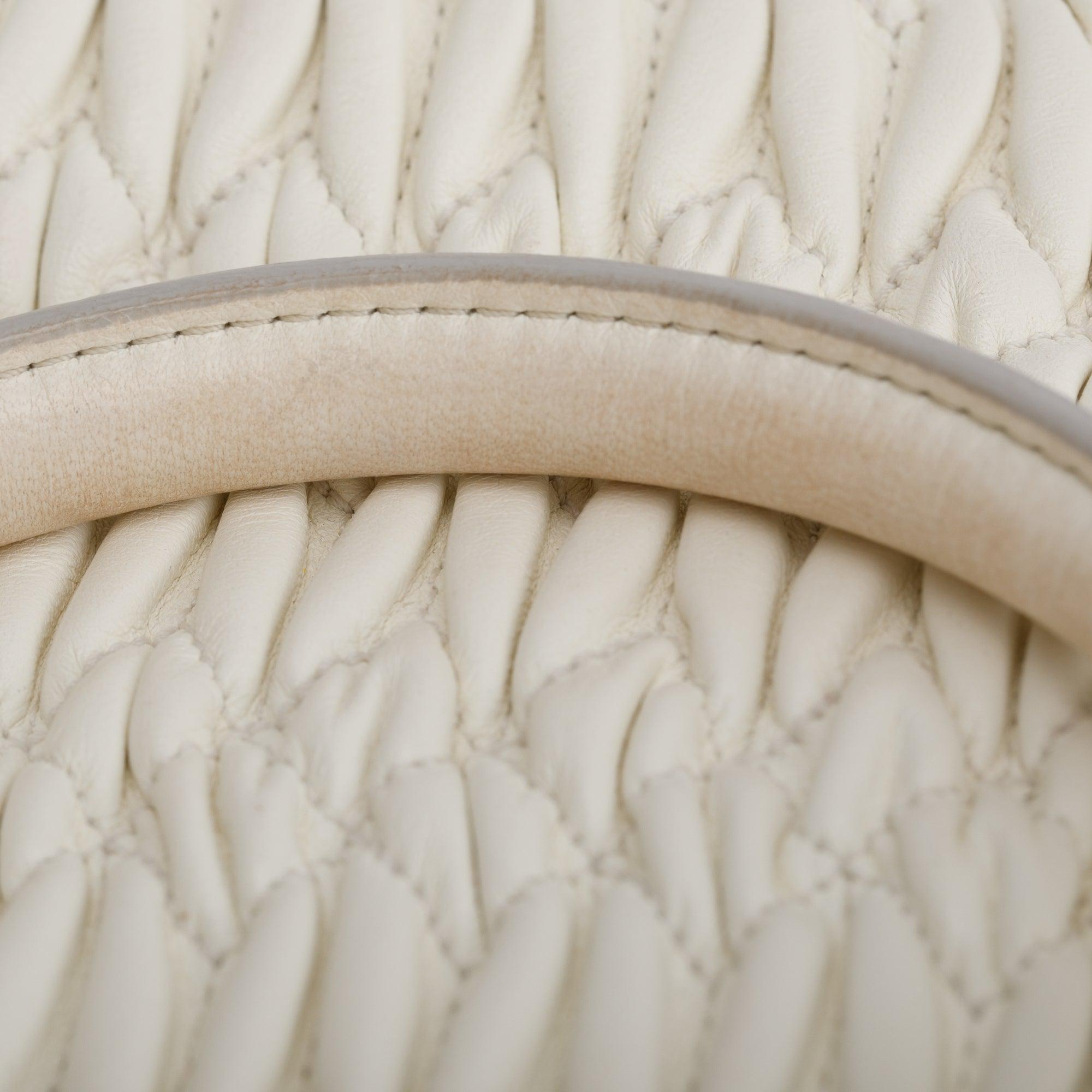 Miu Miu White Nappa Iconic Crystal Cloque Tote Bag w/ Authenticity Card