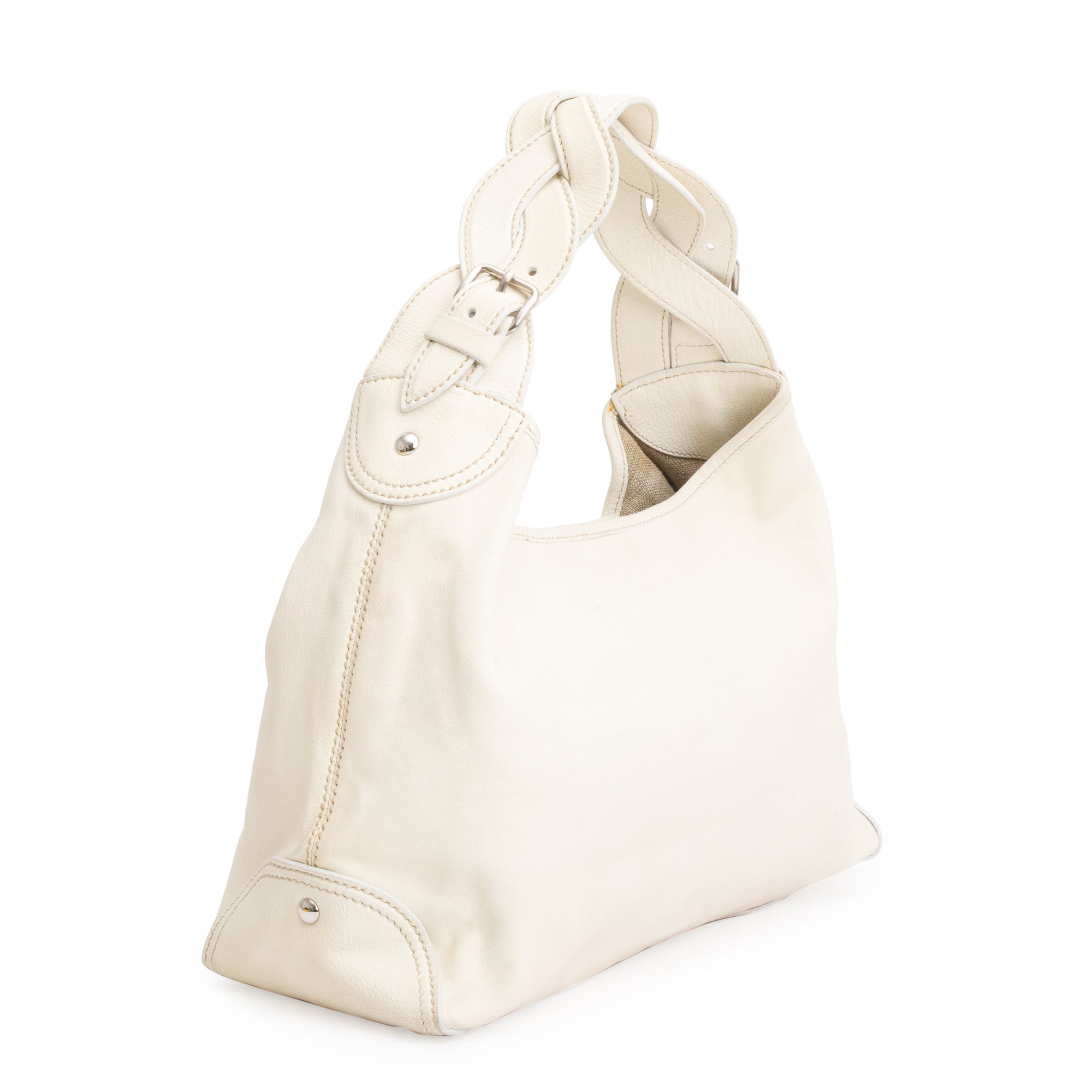 Miu Miu White Nappa Leather Hobo Shoulder Bag