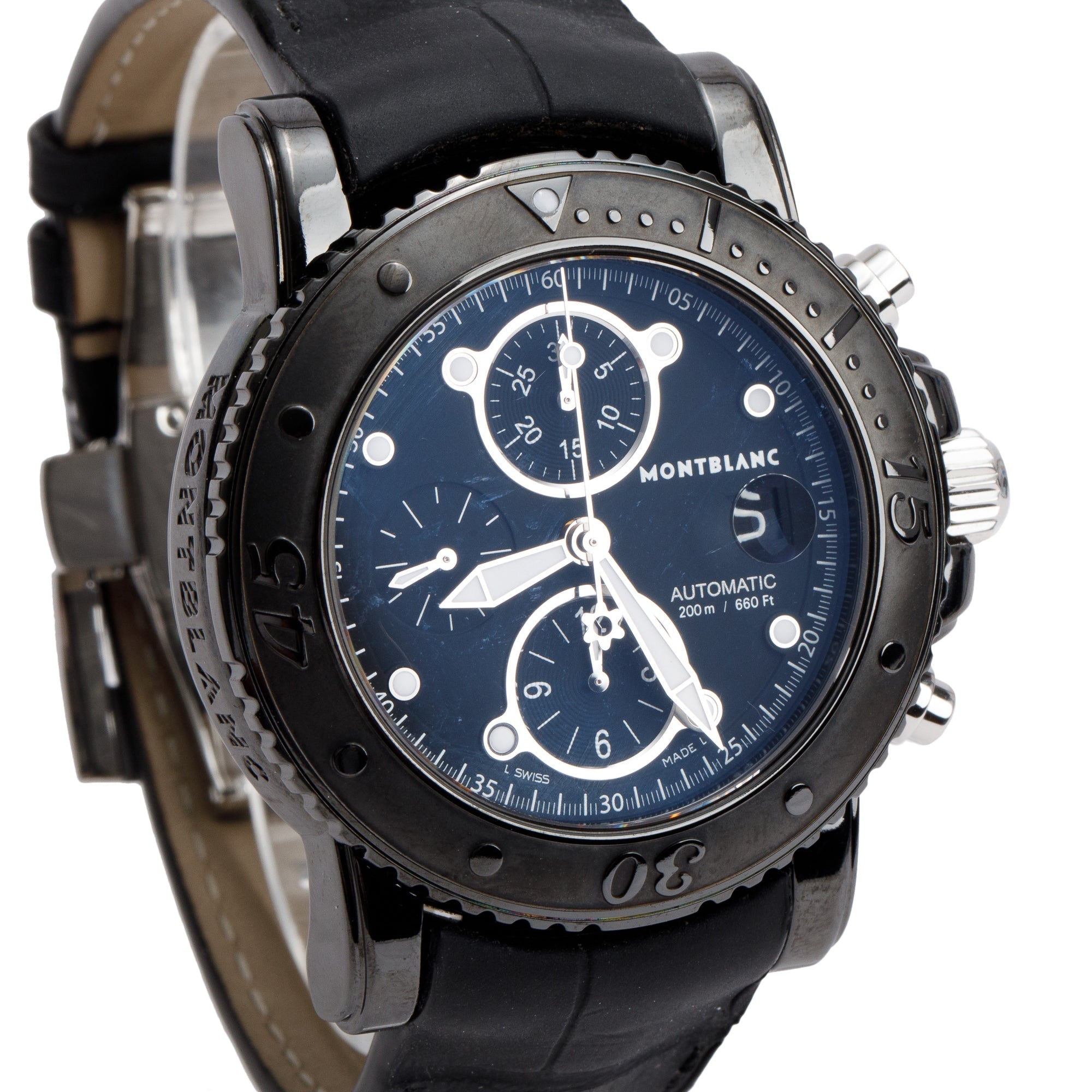 Montblanc Black DLC Coated Stainless Steel Sport 44 MM Automatic Chronograph Watch, w/ Box & Receipt