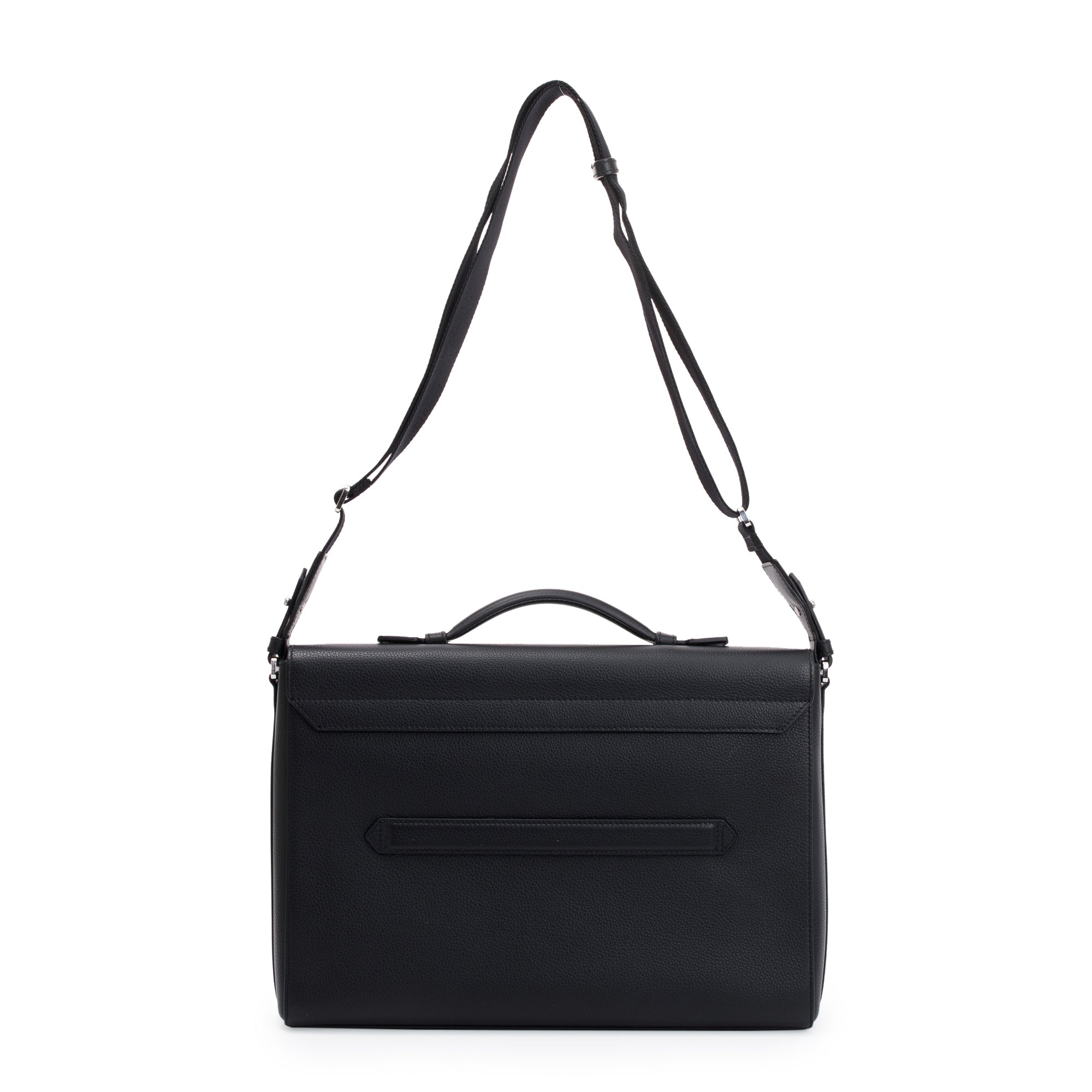 Montblanc Black Soft Grain Leather Single Gusset Briefcase w/ Strap