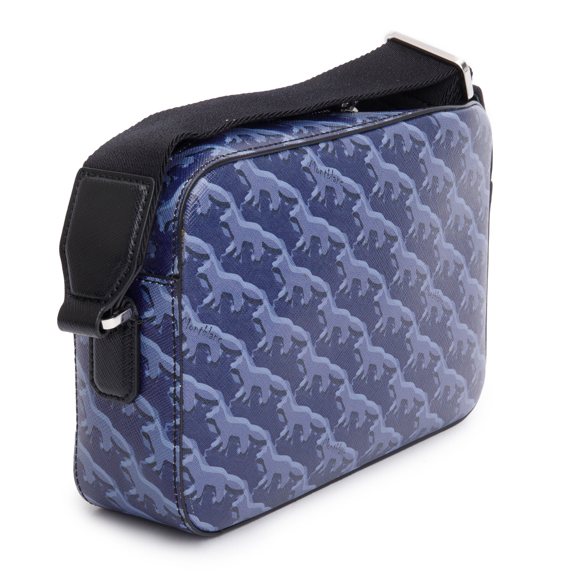 Montblanc Blue Saffiano Printed Signature Leather Maison Kitsune Messenger Bag