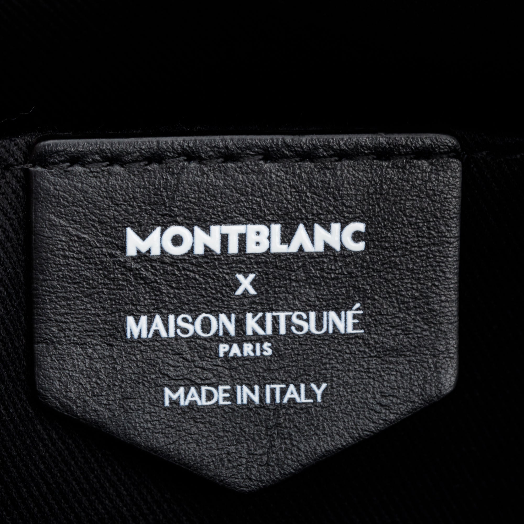 Montblanc Blue Saffiano Printed Signature Leather Maison Kitsune Messenger Bag