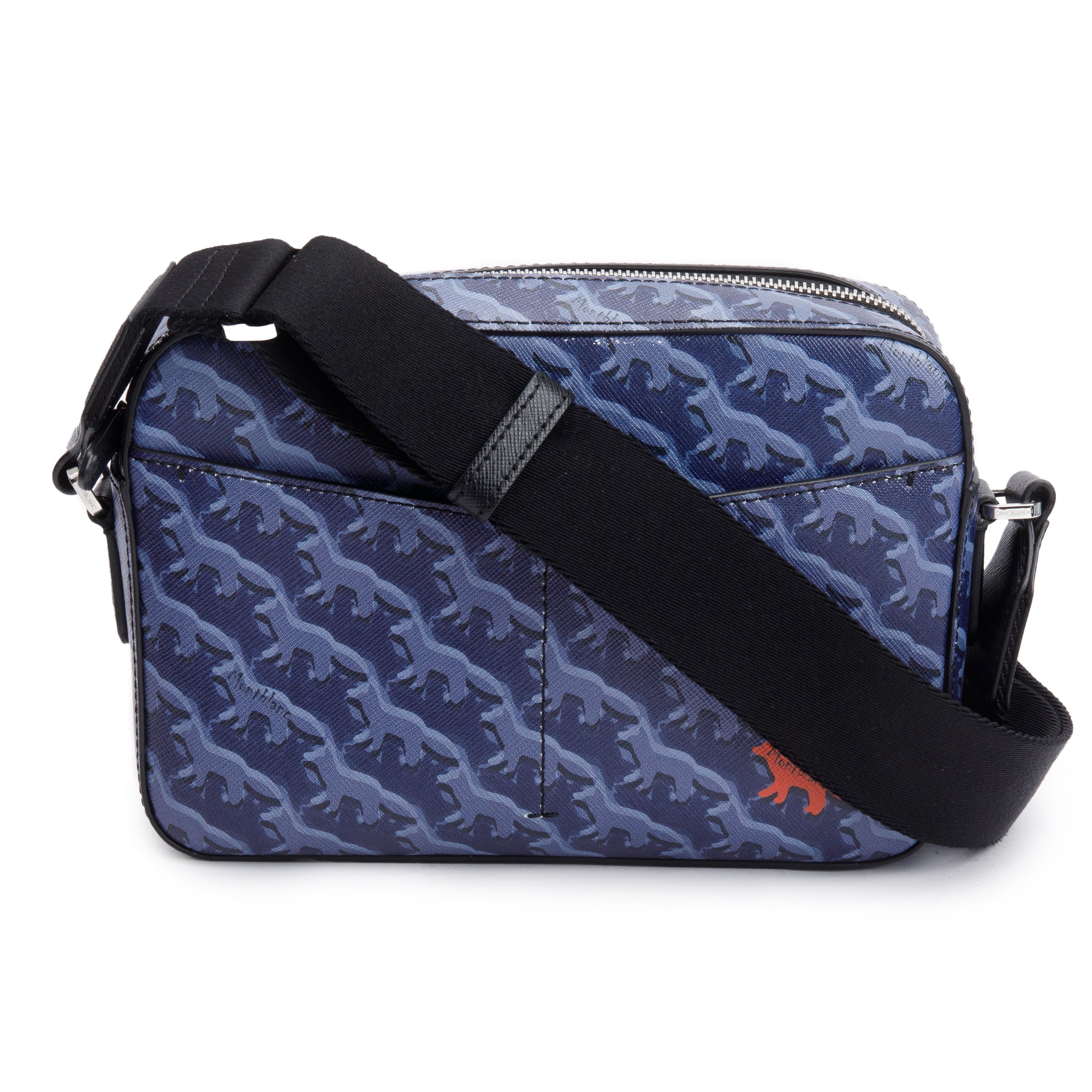 Montblanc Blue Saffiano Printed Signature Leather Maison Kitsune Messenger Bag