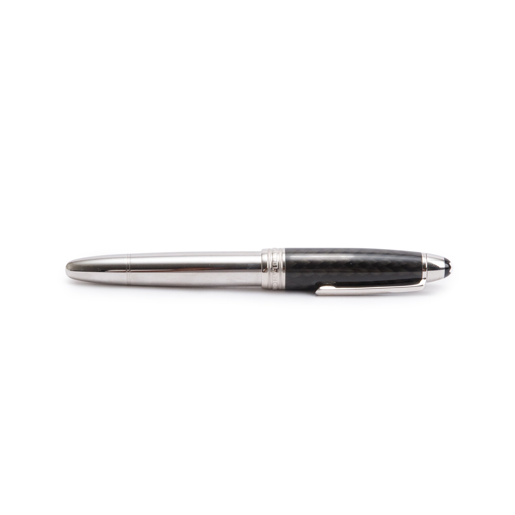 Montblanc Carbon & Platinum Coated Steel Meisterstuck Solitaire Fountain Pen w/ Box & Ink
