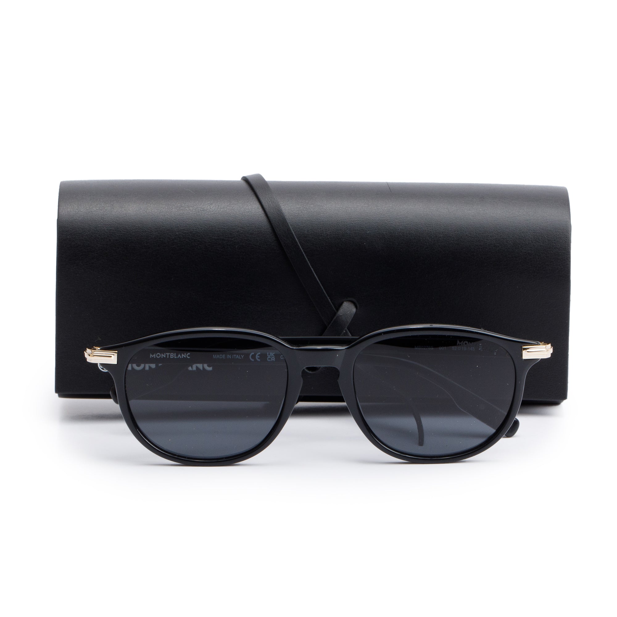 Montblanc MB0276S Black Acetate Round Tinted Sunglasses w/ Case